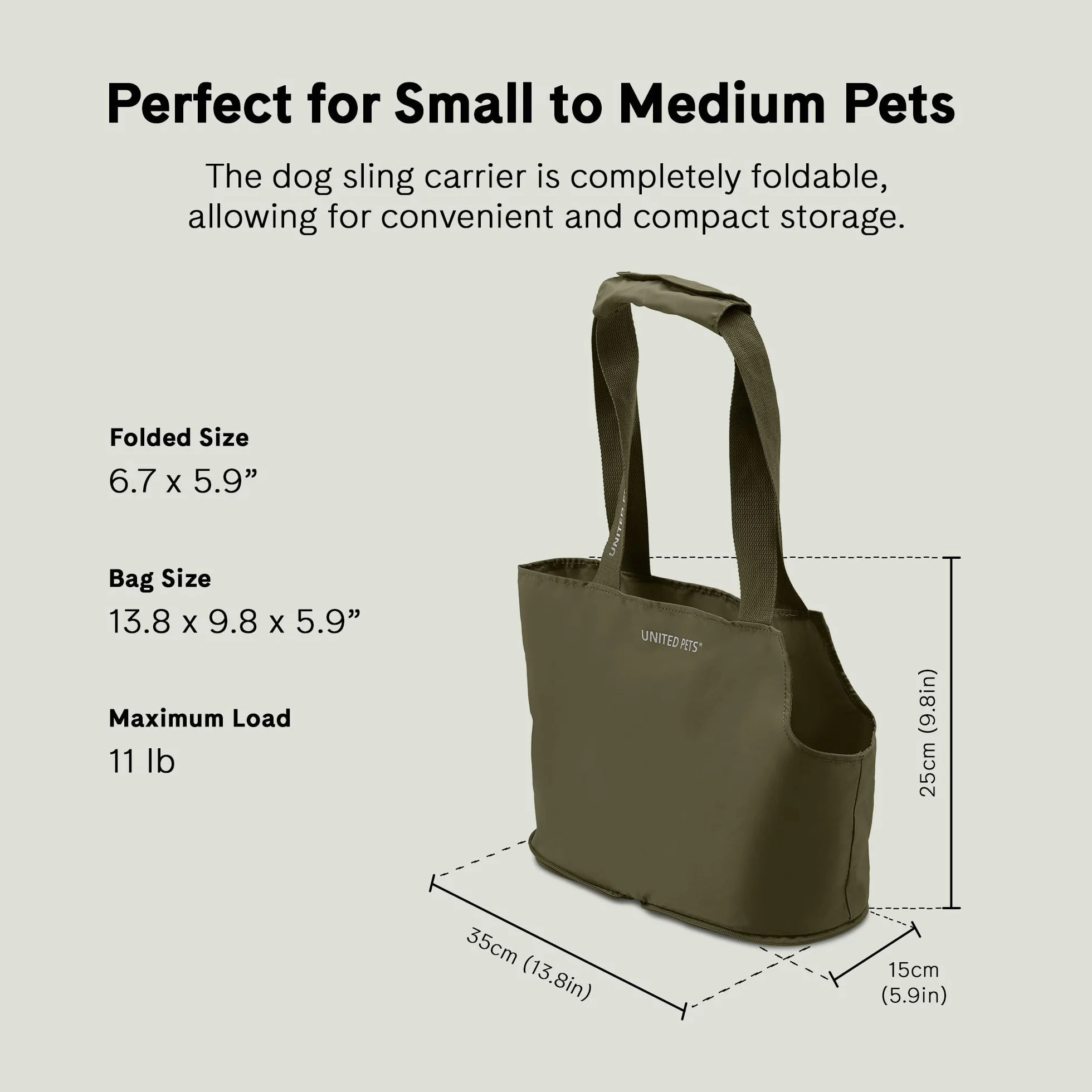United Pets Lazy Dog Design składana torba do noszenia dla psów zielona