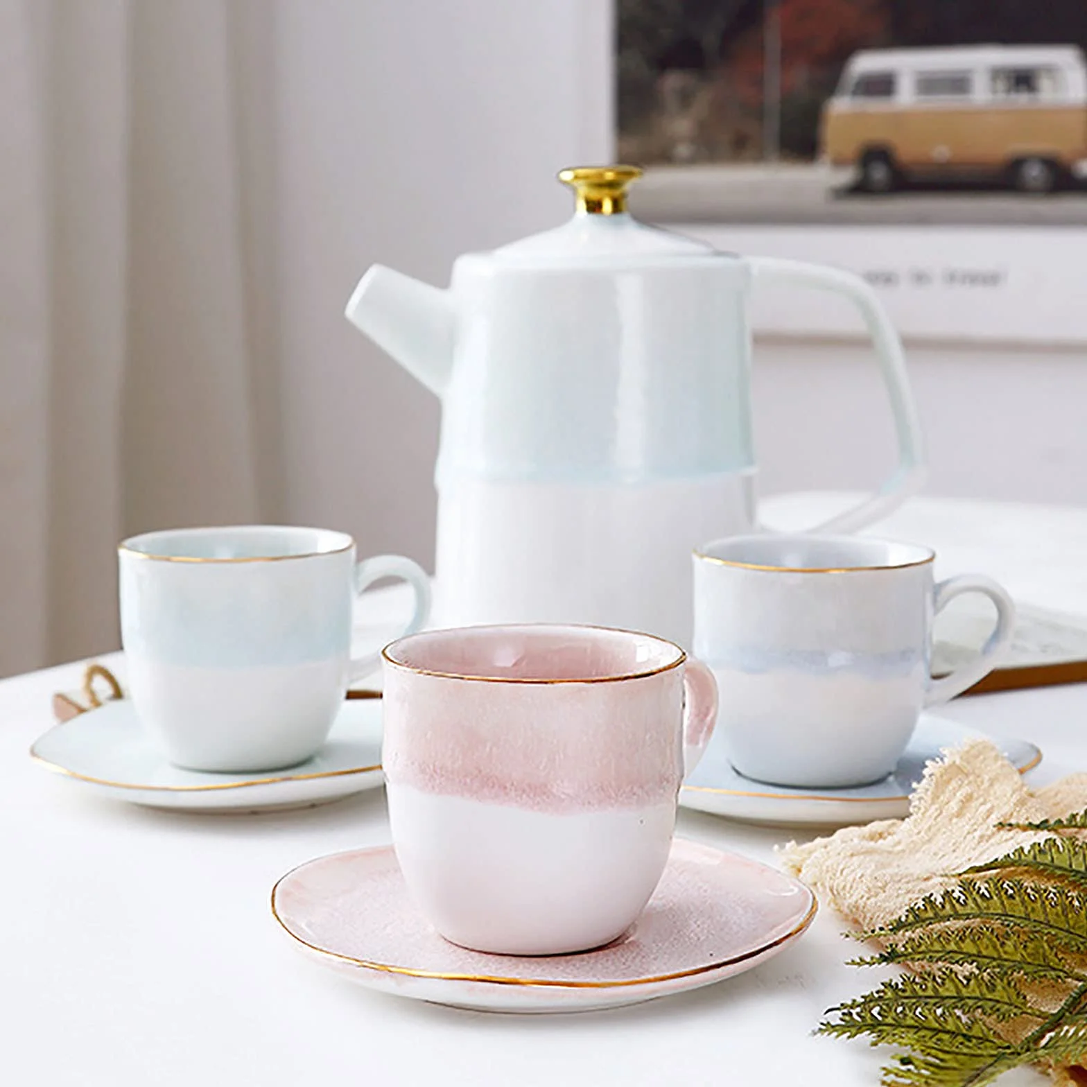 Zestawy Do Herbaty Z Czajniczkiem Dla Dorosłych, Filiżanka Do Herbaty I Spodek, Zestaw Na 3 Osoby, Porcelana, Ceramika, Kawa, Herbata, Zestawy Upominkowe Na Herbatę, Kawę, Popołudniową Herbatę (M)