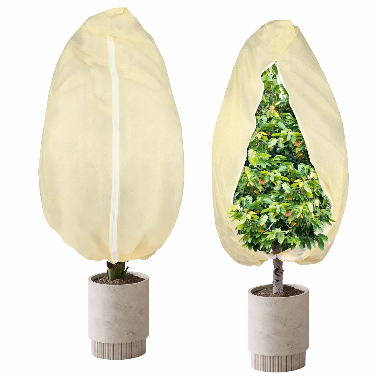 Ochrona zimowa roślin na zewnątrz, 180x120cm 70g/m² Ochrona zimowa do roślin z zamkiem zipującym, Olivenbaum
