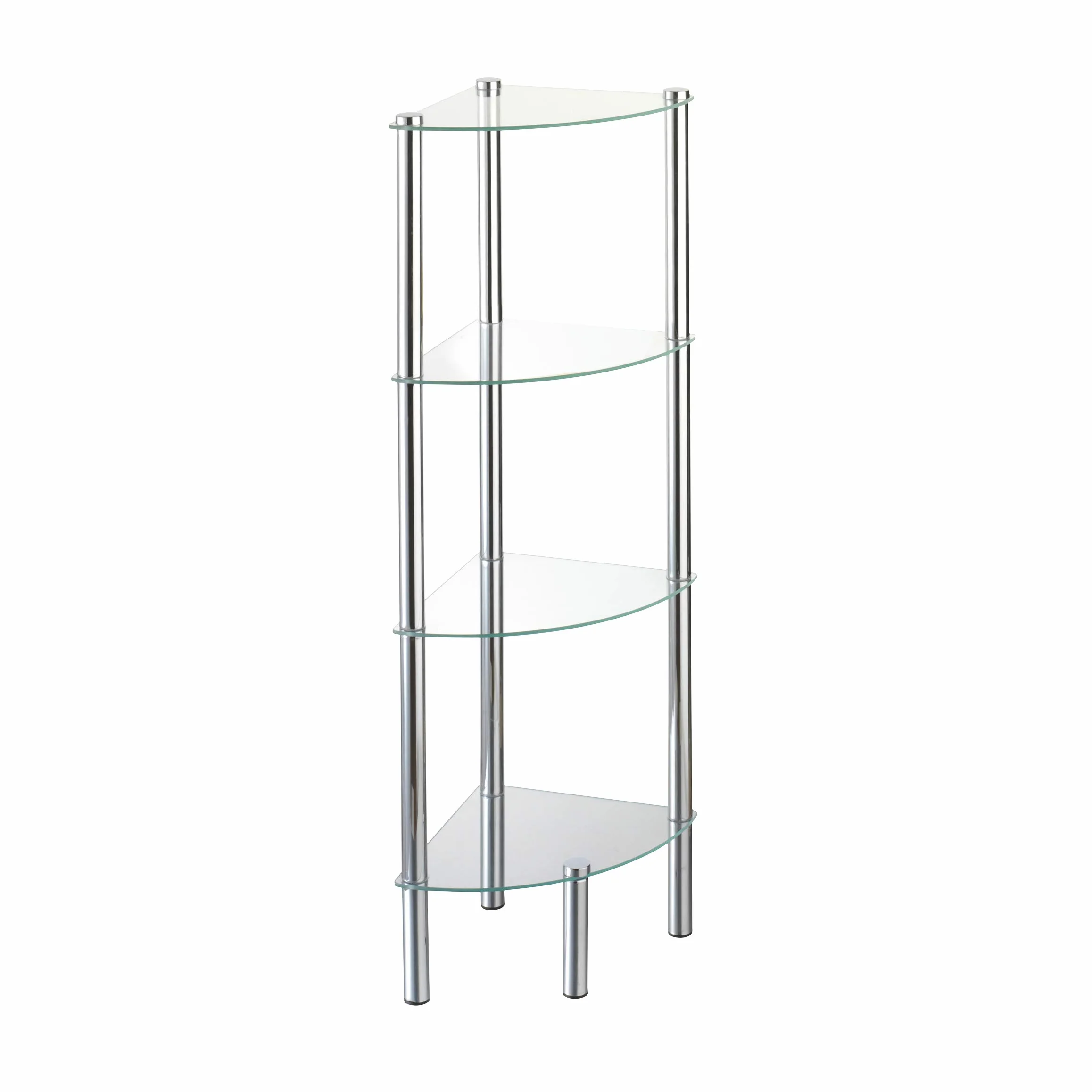 Axxentia Bad Solanio 282134 stojący regał narożny chromowany 4 szklane półki 30 x 30 x 108 cm