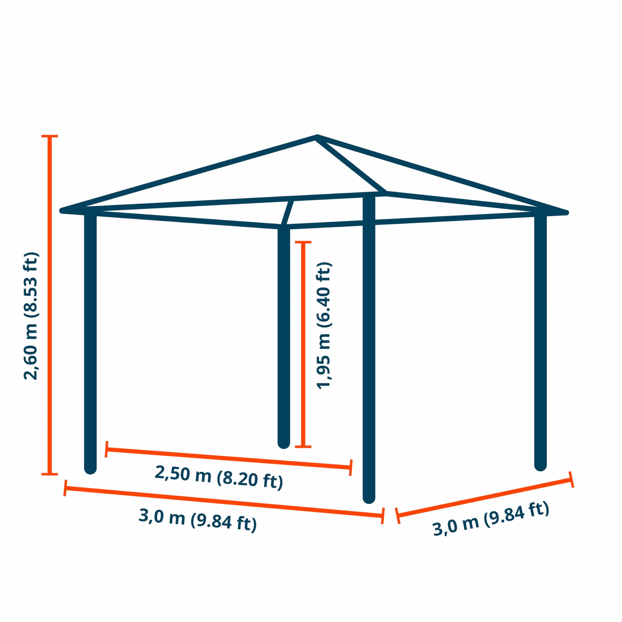 TOOLPORT Pawilon ogrodowy 3x3 m Hardtop dach z poliwęglanu ok. 6 mm z 4 ściany boczne i moskitiera w kolorze kremowy