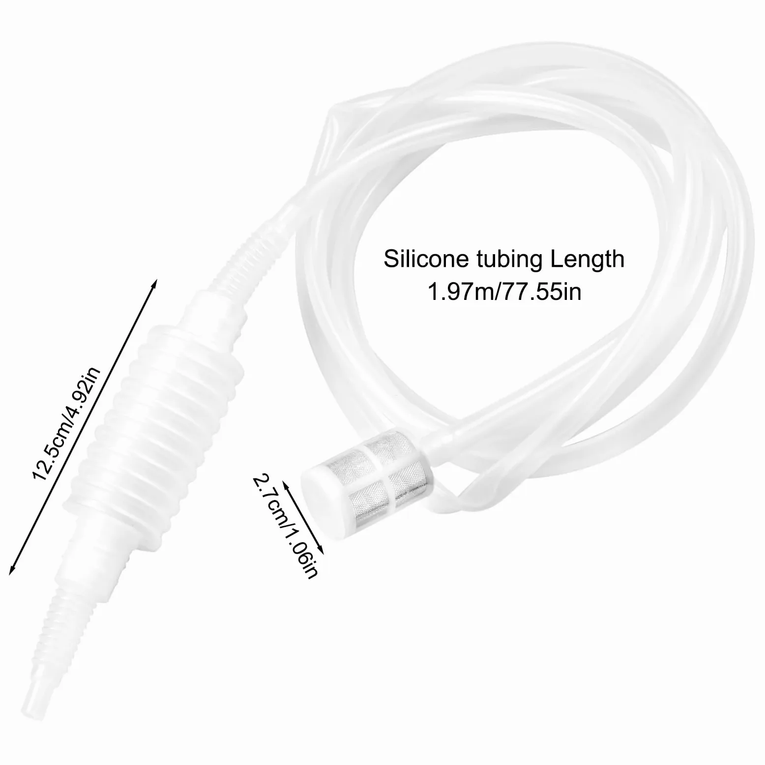volumoon Syfon z filtrem z miękką rurką, filtr do parzenia syfonu ręcznego z filtrem, wielokrotnego użytku rura filtrująca do syfonu piwa, plastikowa pompa syfonowa do produkcji piwa i wina (270 cm)