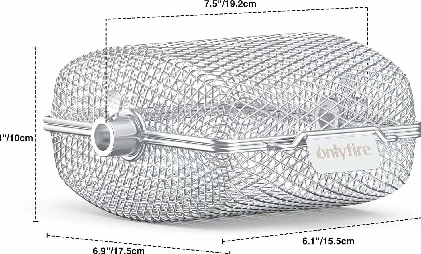 Onlyfire 2-pak koszyk na grill z rożnem, Stal nierdzewna/Mały rozmiar 17 * 15 * 9 cm, Pasuje do większości grilli na węgiel i gaz