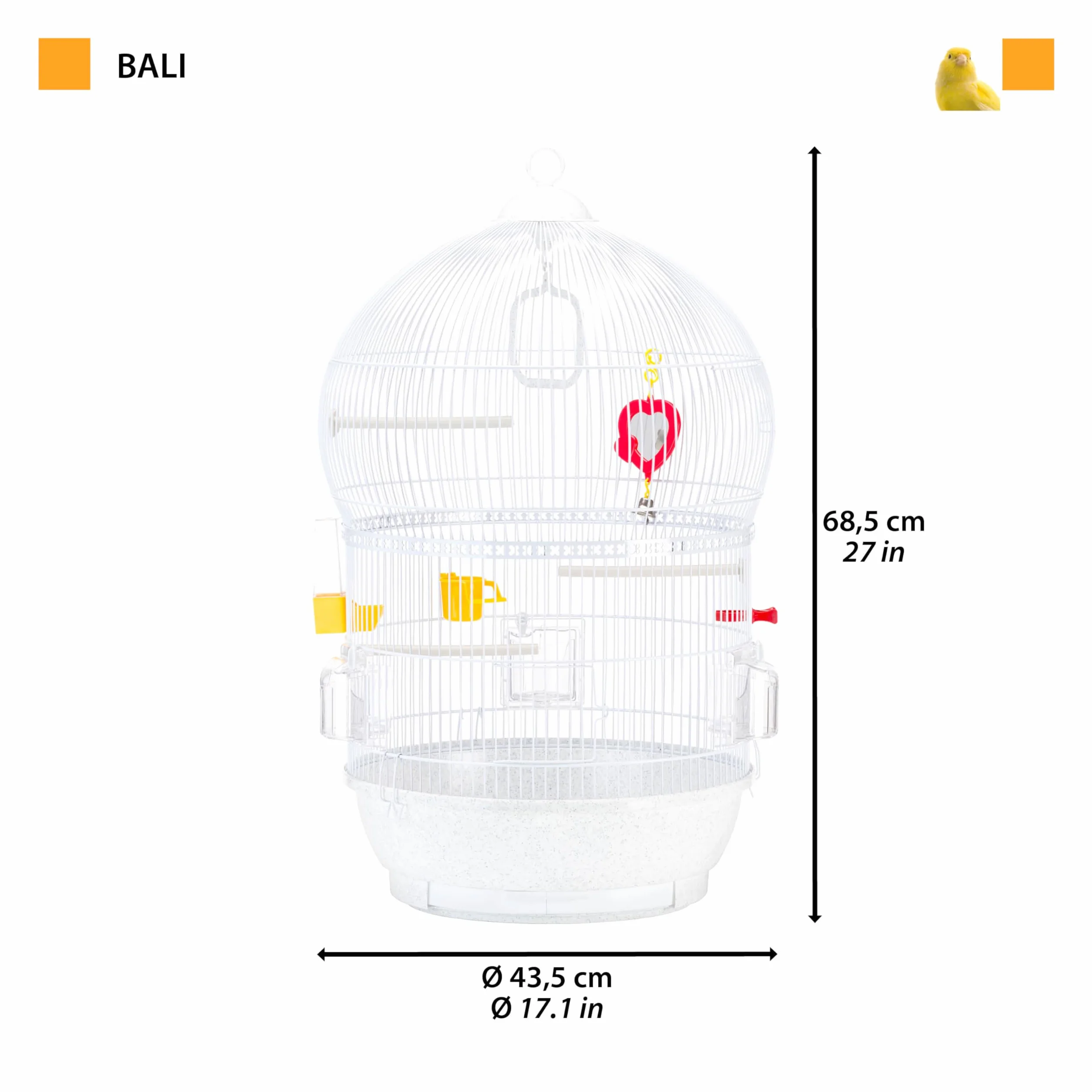 Ferplast Klatka dla ptaków Bali metalowa 43,5 x 43,5 x 68,5 cm z akcesoriami