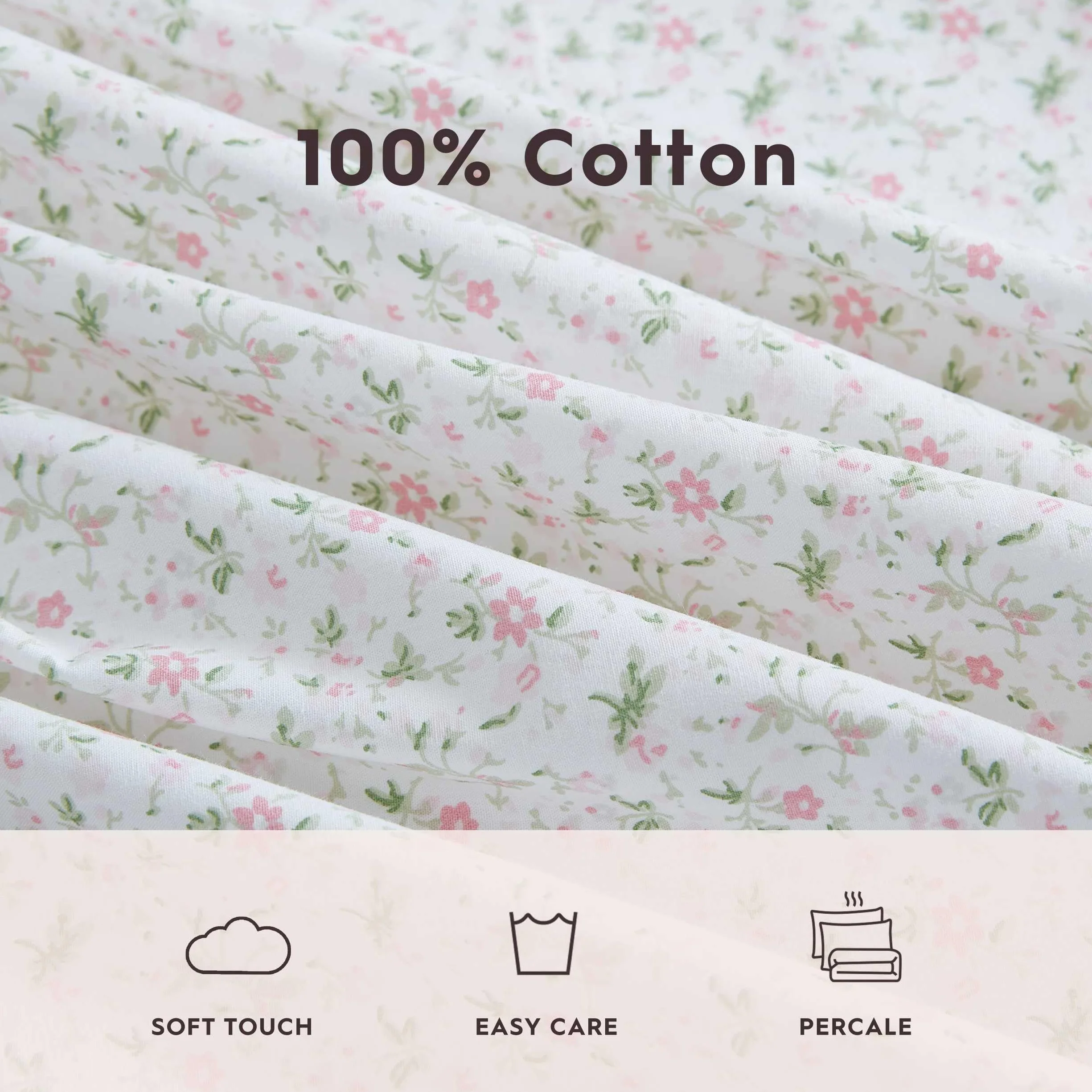 Laura Ashley Prześcieradła w rozmiarze Twin XL, zestaw pościeli z bawełny perkalowej, lekka i oddychająca dekoracja domu, kolor różowy (Evie Pink), rozmiar Twin XL