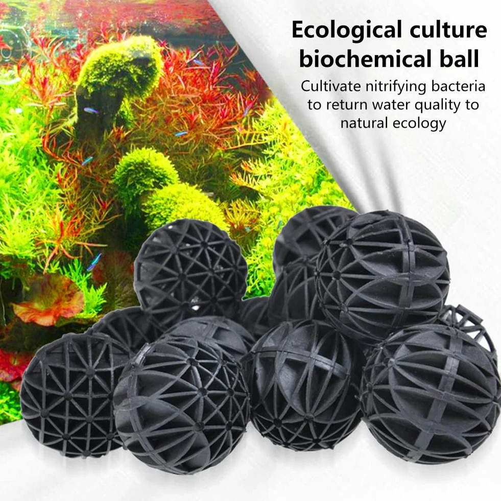 Butyeak Kulki biofiltracyjne do akwarium, Kulki biofiltracyjne, Kulki do filtra akwarium, 100 sztuk Kulki biochemicznego filtra, Zmniejsza liczbę wymian wody, Materiał filtracyjny do zewnętrznego