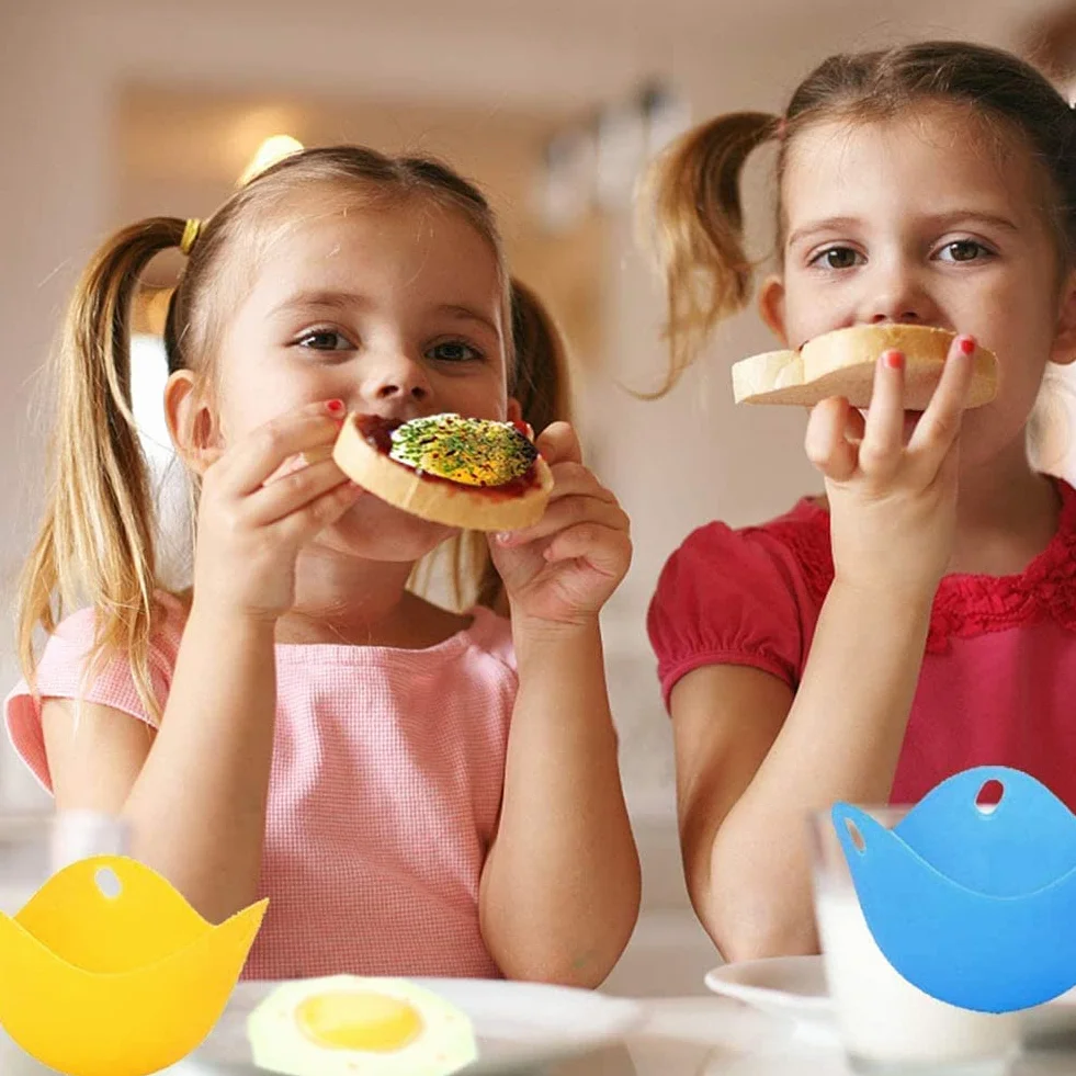 Northogo Zestaw 4 silikonowych kłusowników do gotowania jajka, parowaru, kubków, kolorowych jajek, zestaw do gotowania w koszulce, naczyń kuchennych, kotła parowego, kuchenki