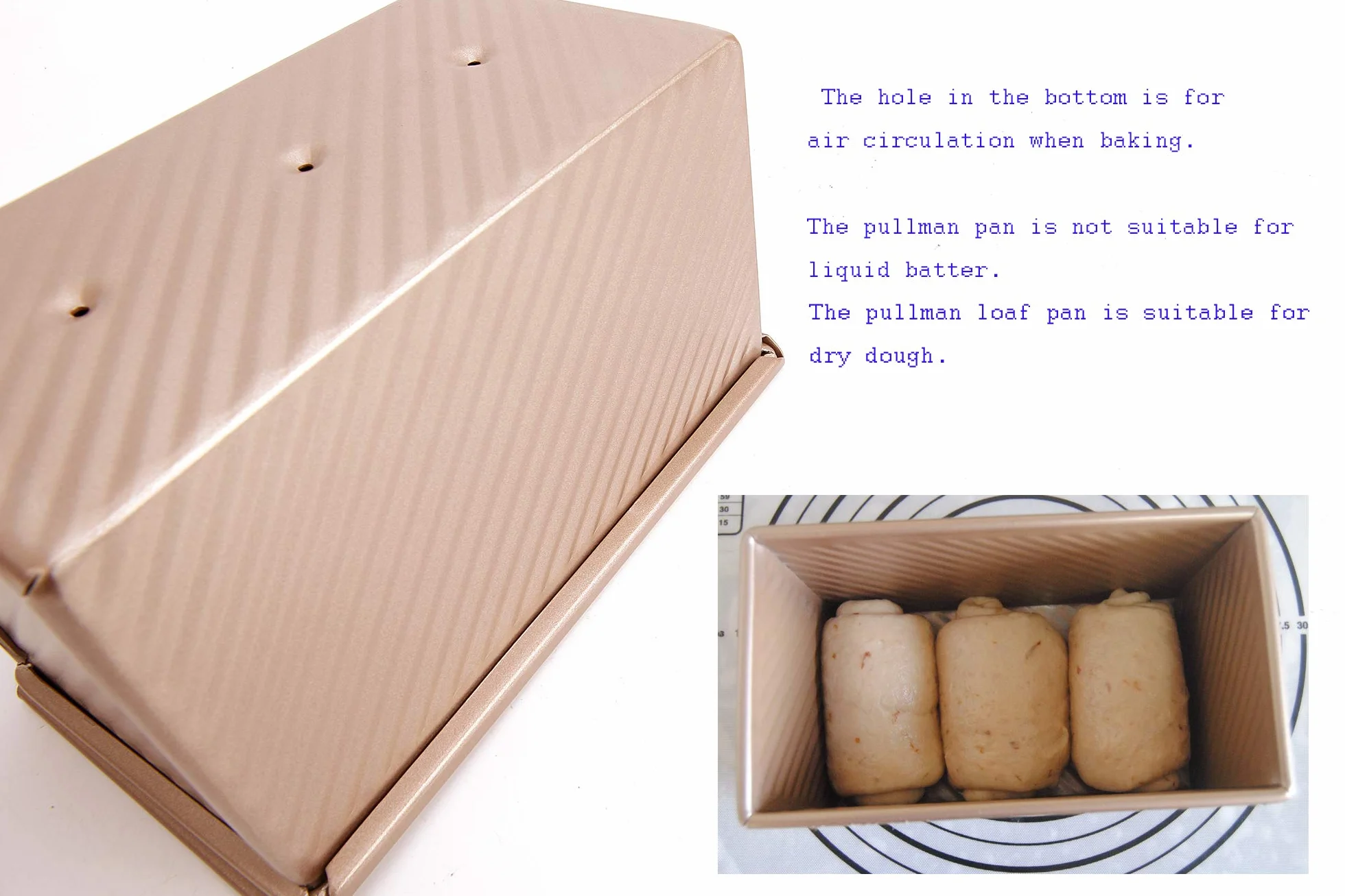 Monfish Patelnia do pieczenia chleba Pullman z pokrywką, formka do tostów, falista patelnia do pieczenia chleba z pokrywką, 450g ciasta, nieprzywierająca, złota stal aluminiowana (21,5x12,3x11,4cm)