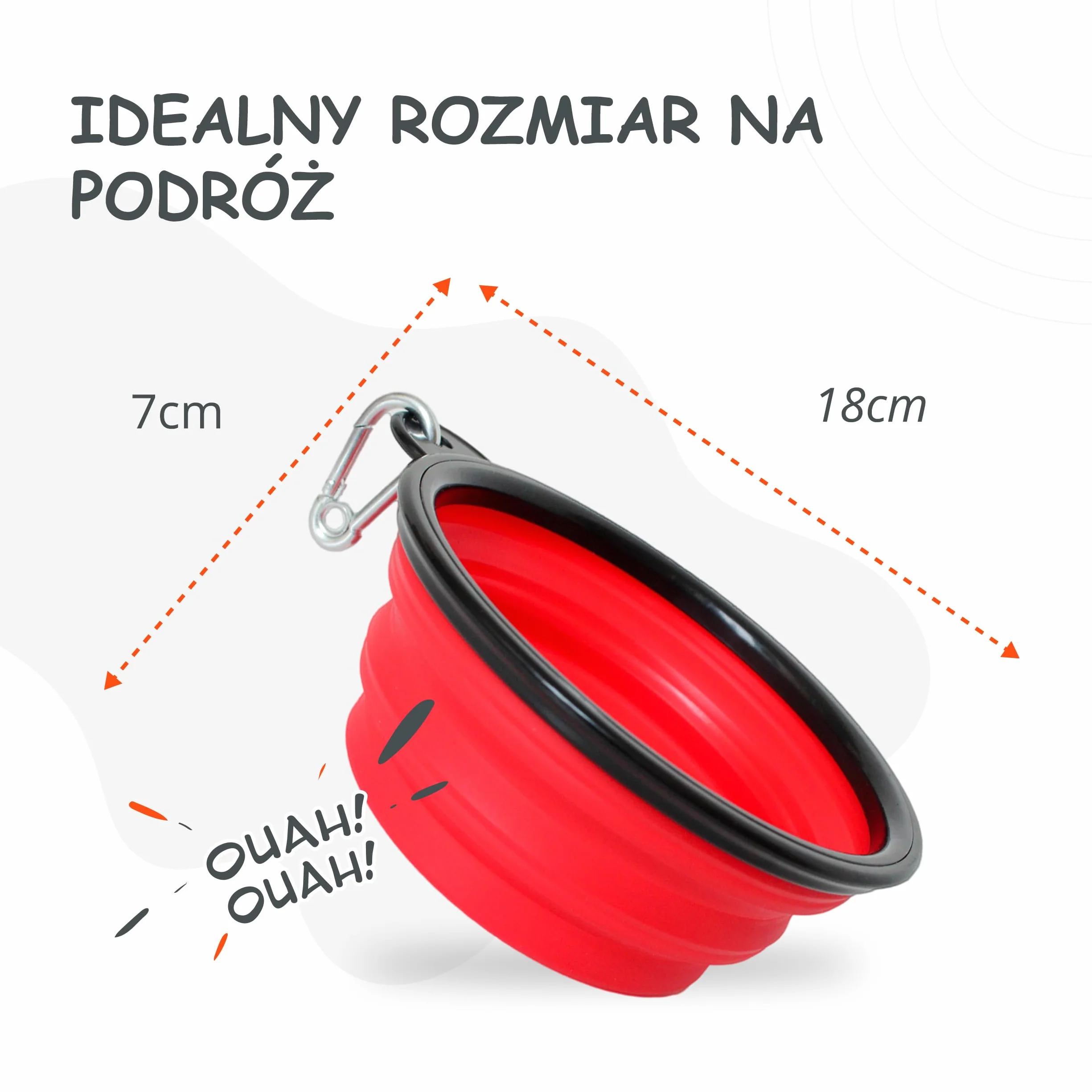 Składana miska dla psa w podróży [oryginalna] miska na karmę dla psa idealna na co dzień – miska na wodę 1000 ml – miska do picia dla psa – miska podróżna, miska (1000 ml, czerwona)