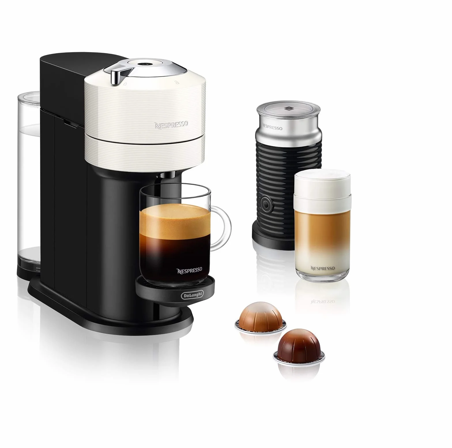 Nespresso De'Longhi Nespresso ENV120.WAE Vertuo Next Ekspres do Kawy Kapsułkowy, 1500 W, 535ml, Biały/Czarny