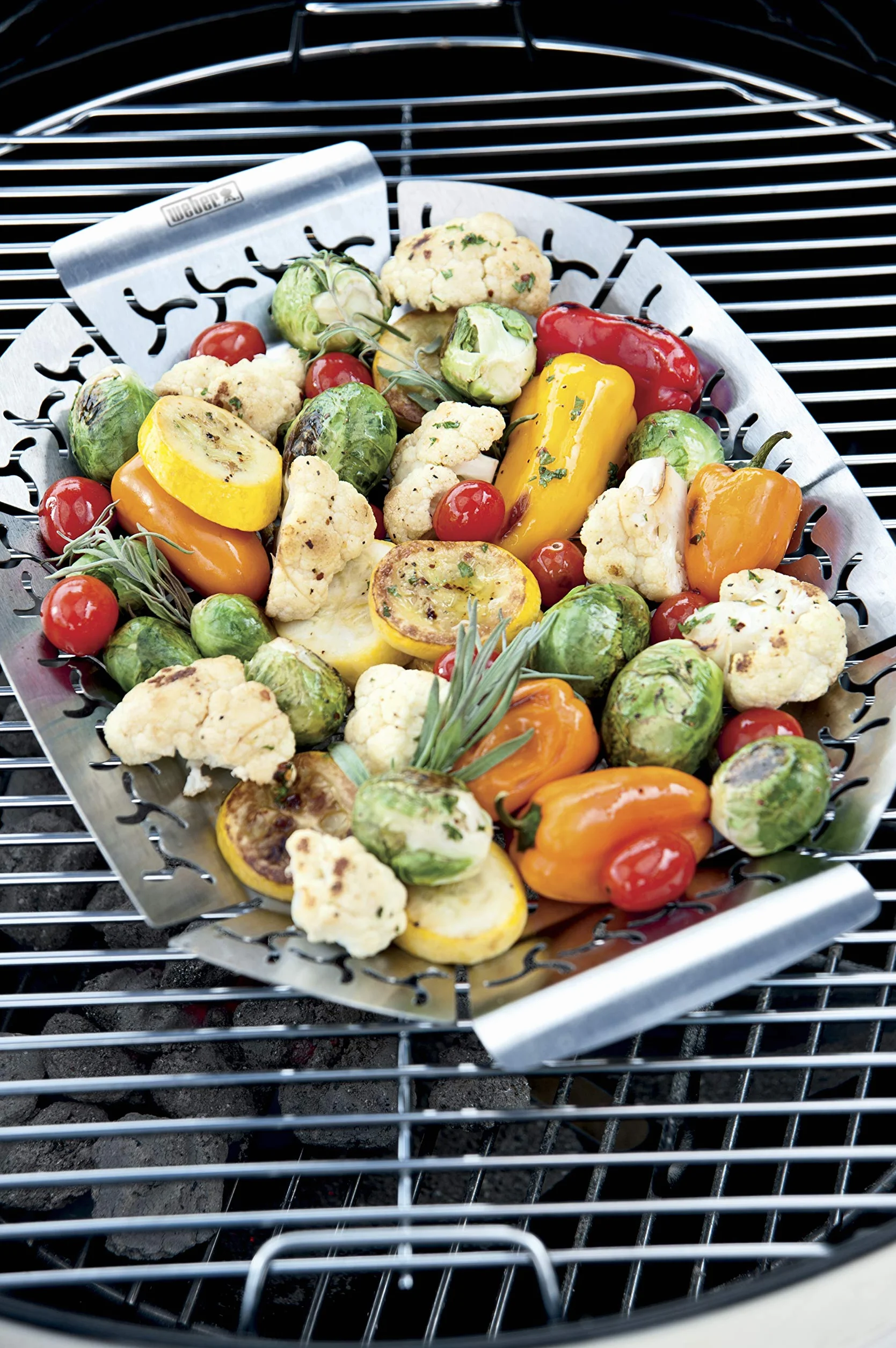 Weber Kosz grillowy Premium - Mały (27 x 19 cm), zmywalny w zmywarce, ze stali nierdzewnej, Idealna na dodatki (mięso, warzywa), odpowiednia do wszystkich rodzajów grilli - Srebrny (667