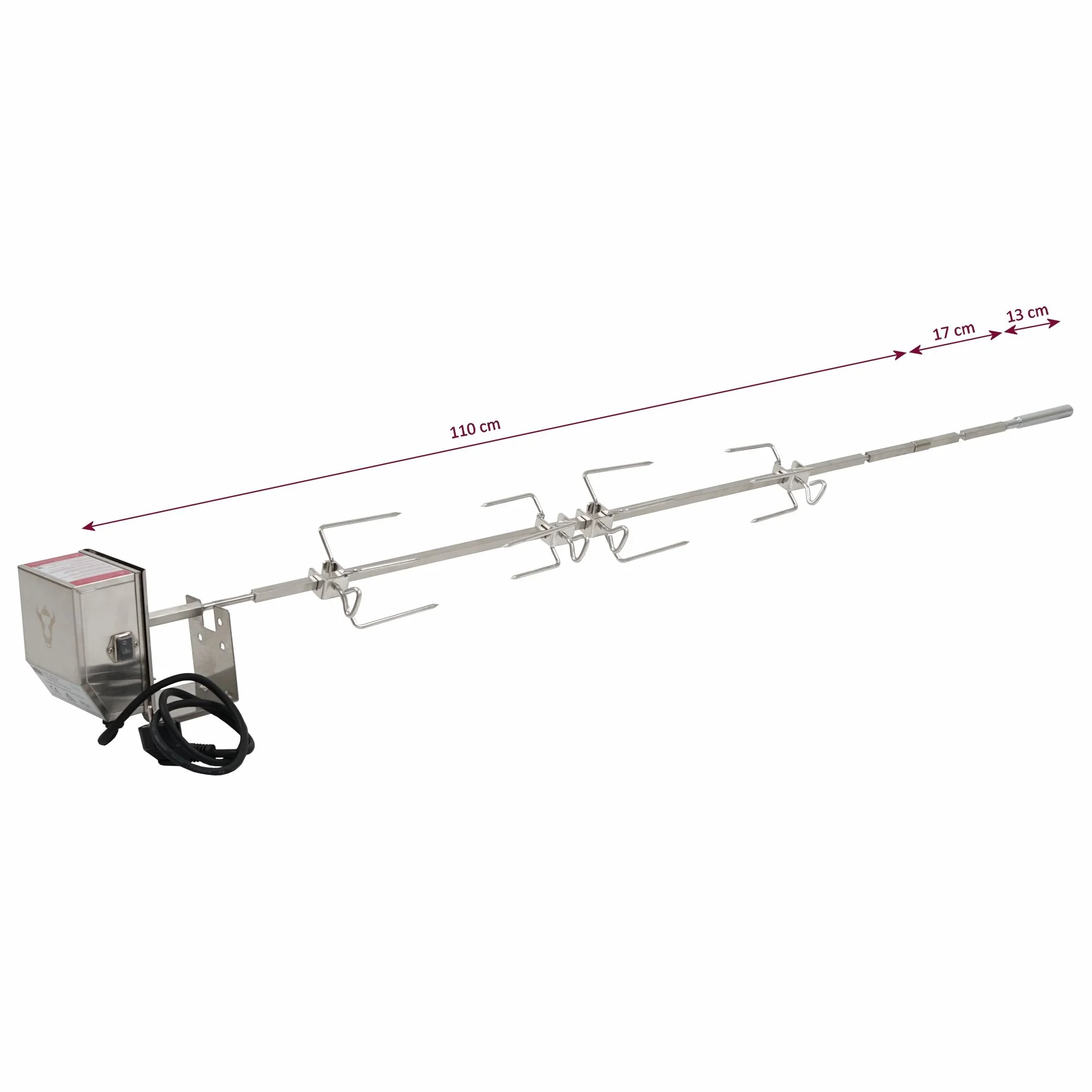 BBQ-Toro Zestaw rożen do grilla ze stali nierdzewnej do kompletnej serii Weber Genesis II 400 i 600 wraz z 4 igłami do mięsa, silnikiem, uchwytem silnika, rożnem obrotowym, rożnem obrotowym, rożnem