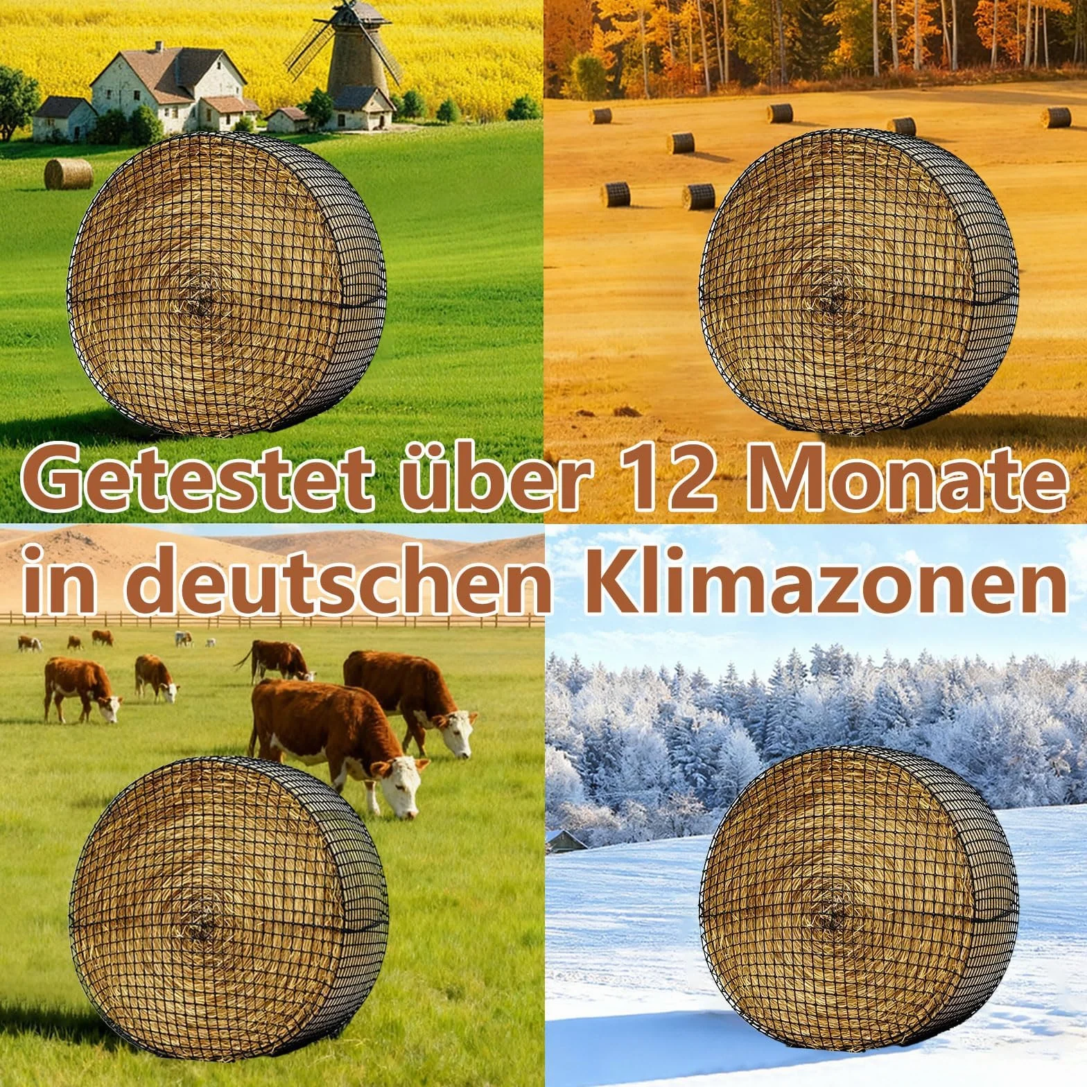 Siatka na siano do okrągłych beli, małe oczka, rozmiar 5 x 1 m