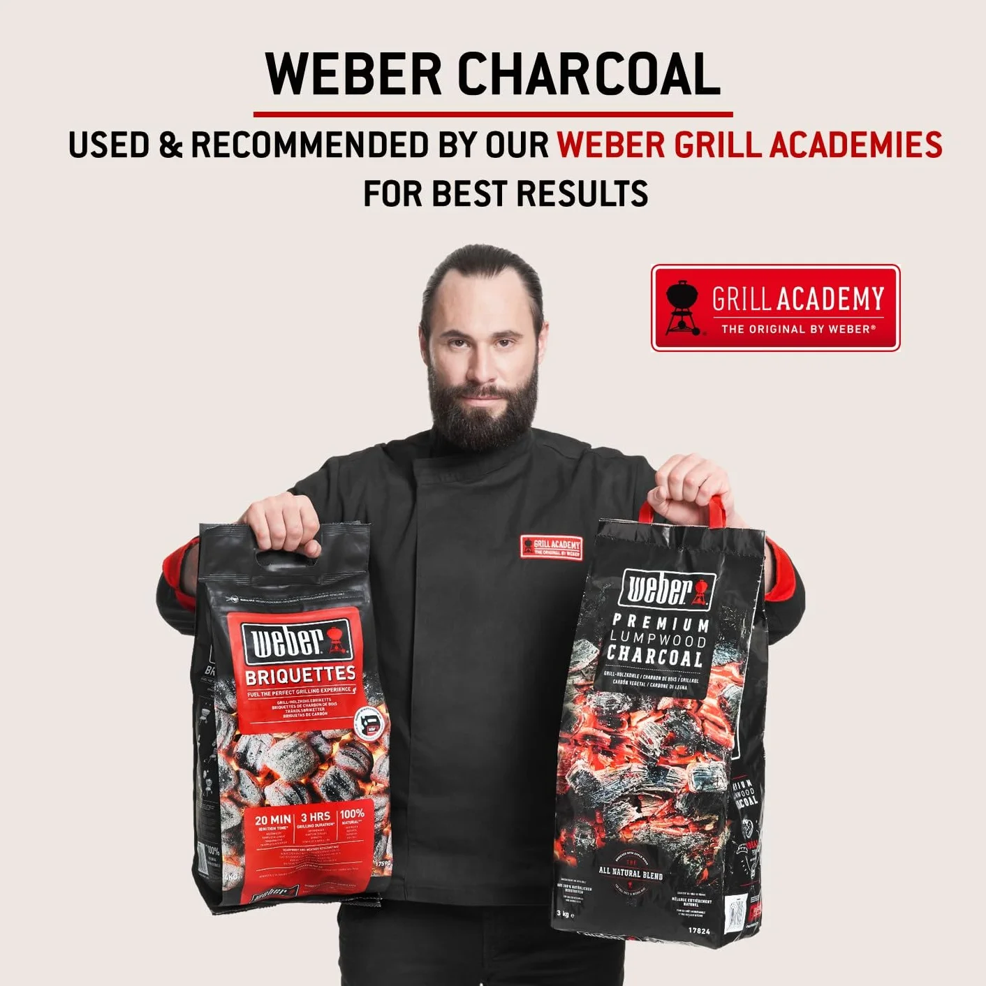 Weber Brykiet do Grilla (Worek 8kg), do Długiego i Stabilnego Żaru, Idealny do Długiego Grillowania Mięsa, 100% Naturalne Drewno, Produkt UE, Zrównoważony Odbiór, Certyfikat FSC (17591)