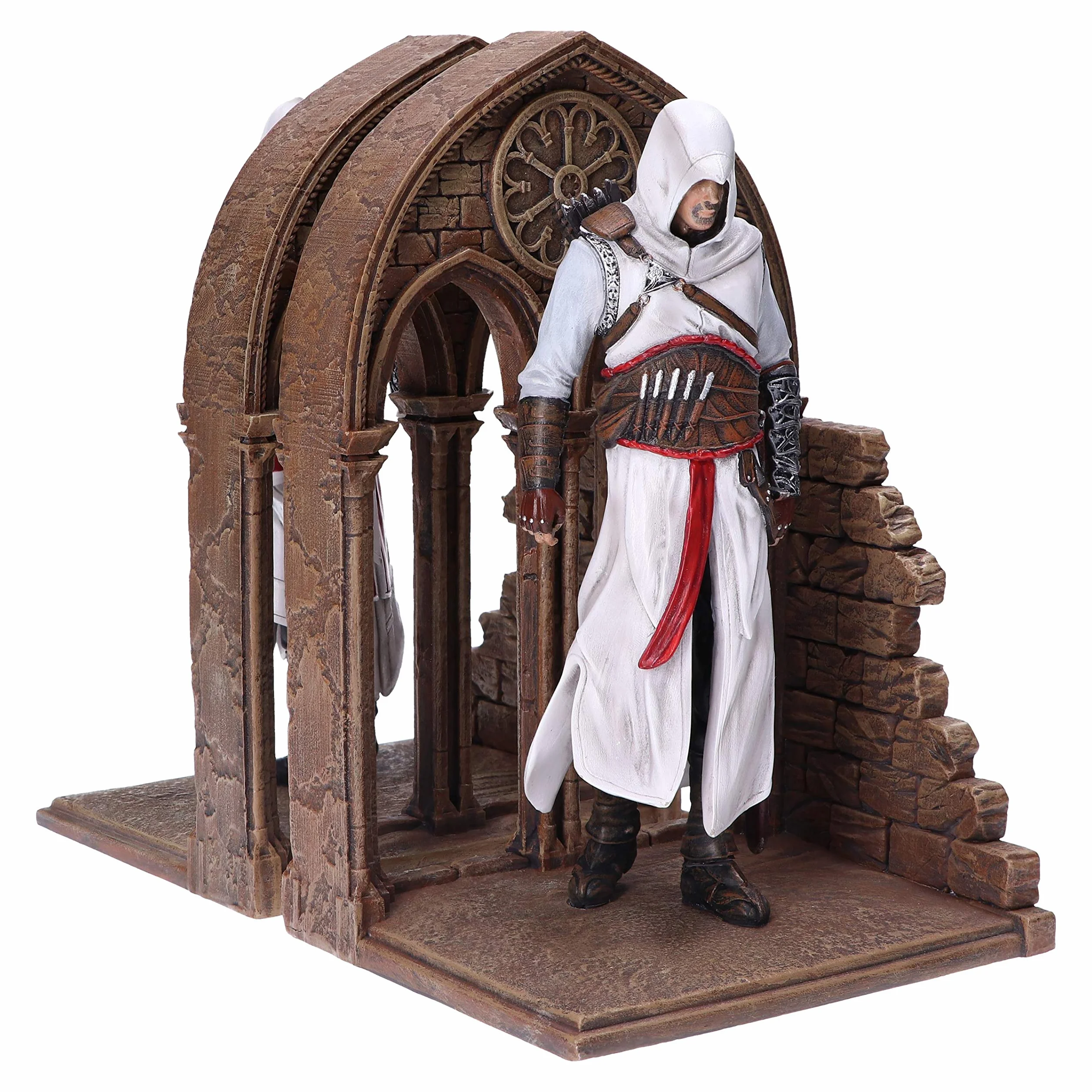 Nemesis Now Oficjalnie licencjonowane podpórki do książek do gier Assassin's Creed Altair i Ezio Library, żywica, brązowe, 24 cm