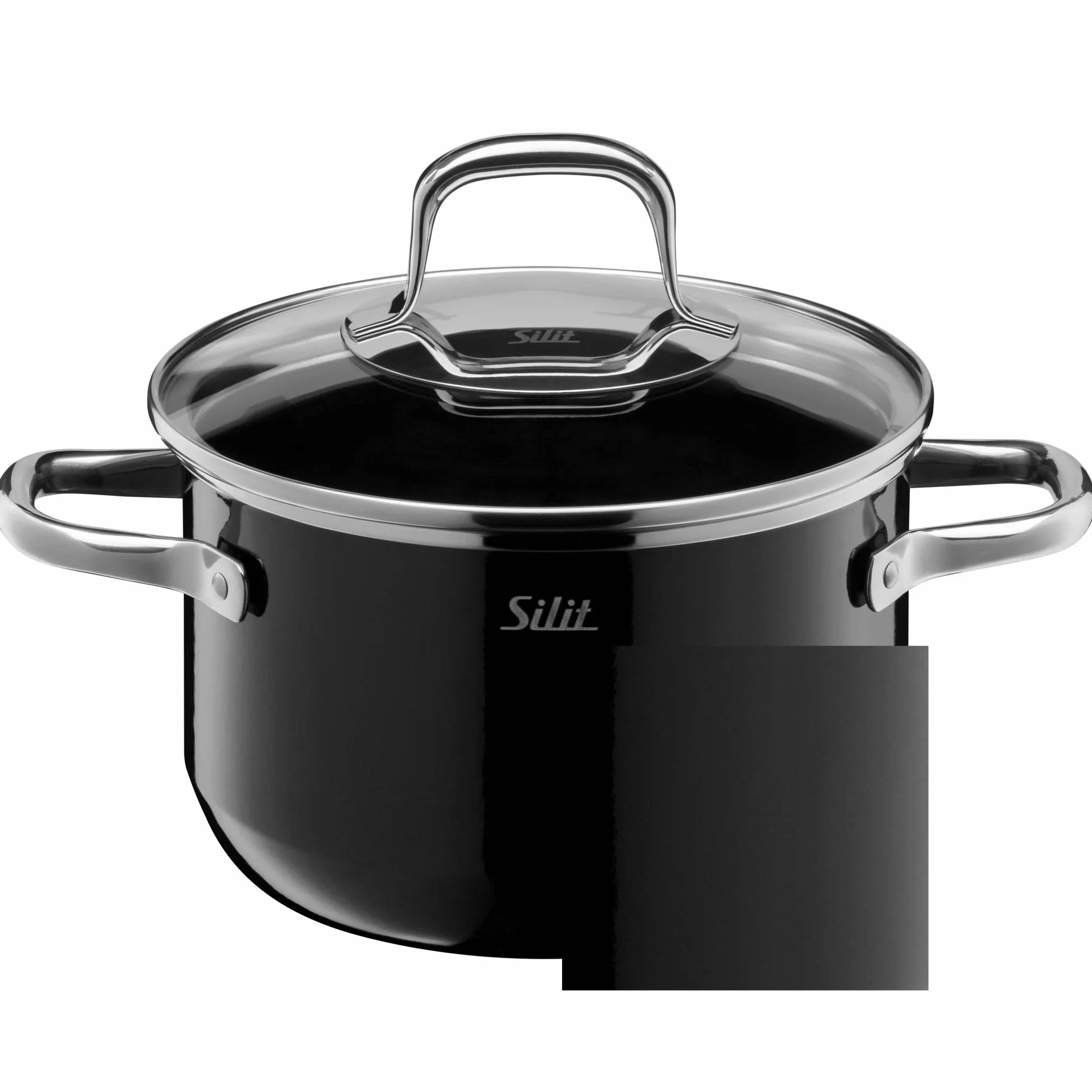 Silit Elegance Zestaw Garnków Indukcyjnych, 18/8 Stainless Steel, Przezroczysty/Czarny, 4 Sztuk