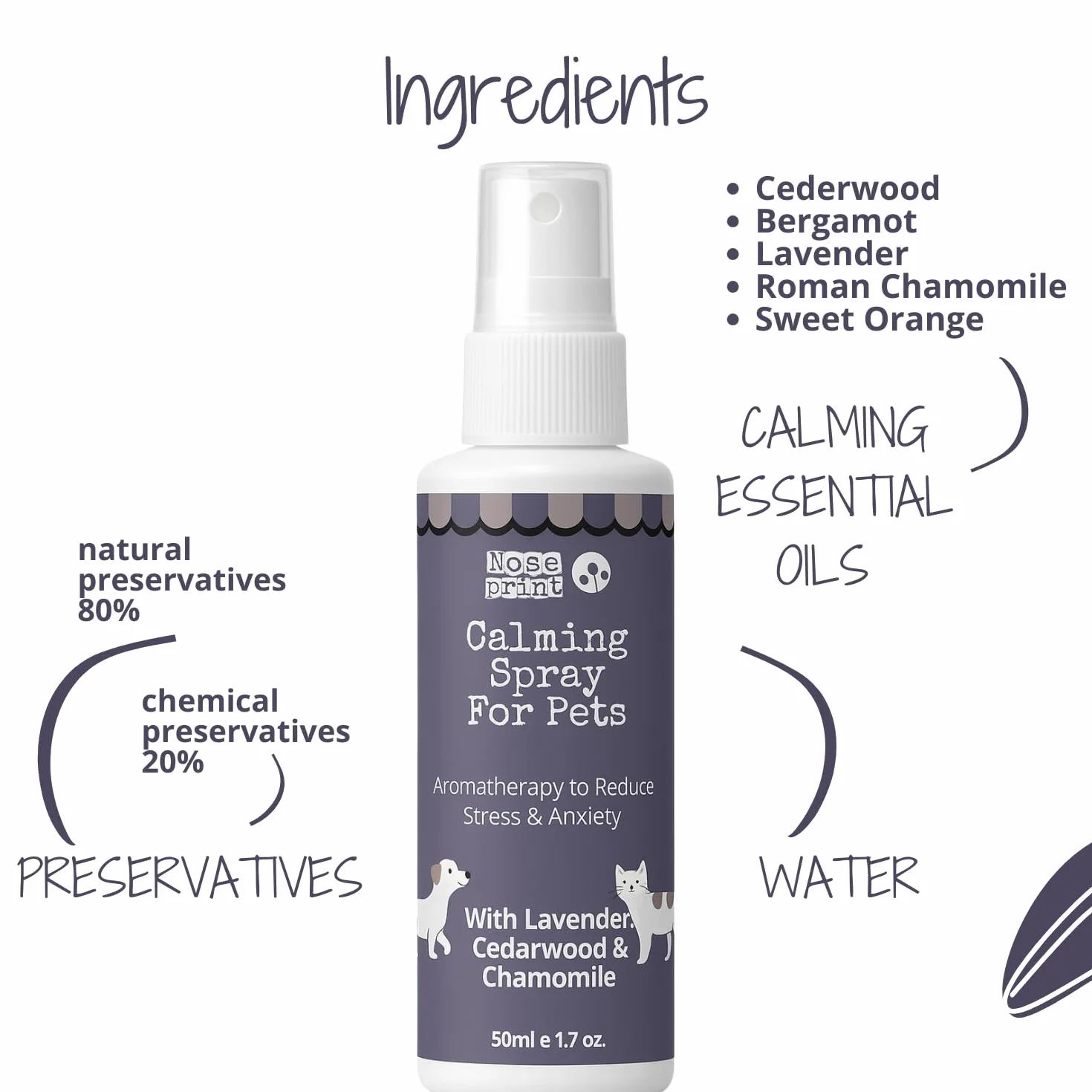 Naturalny spray uspokajający dla zwierząt 100 ml lawenda rumianek cedr