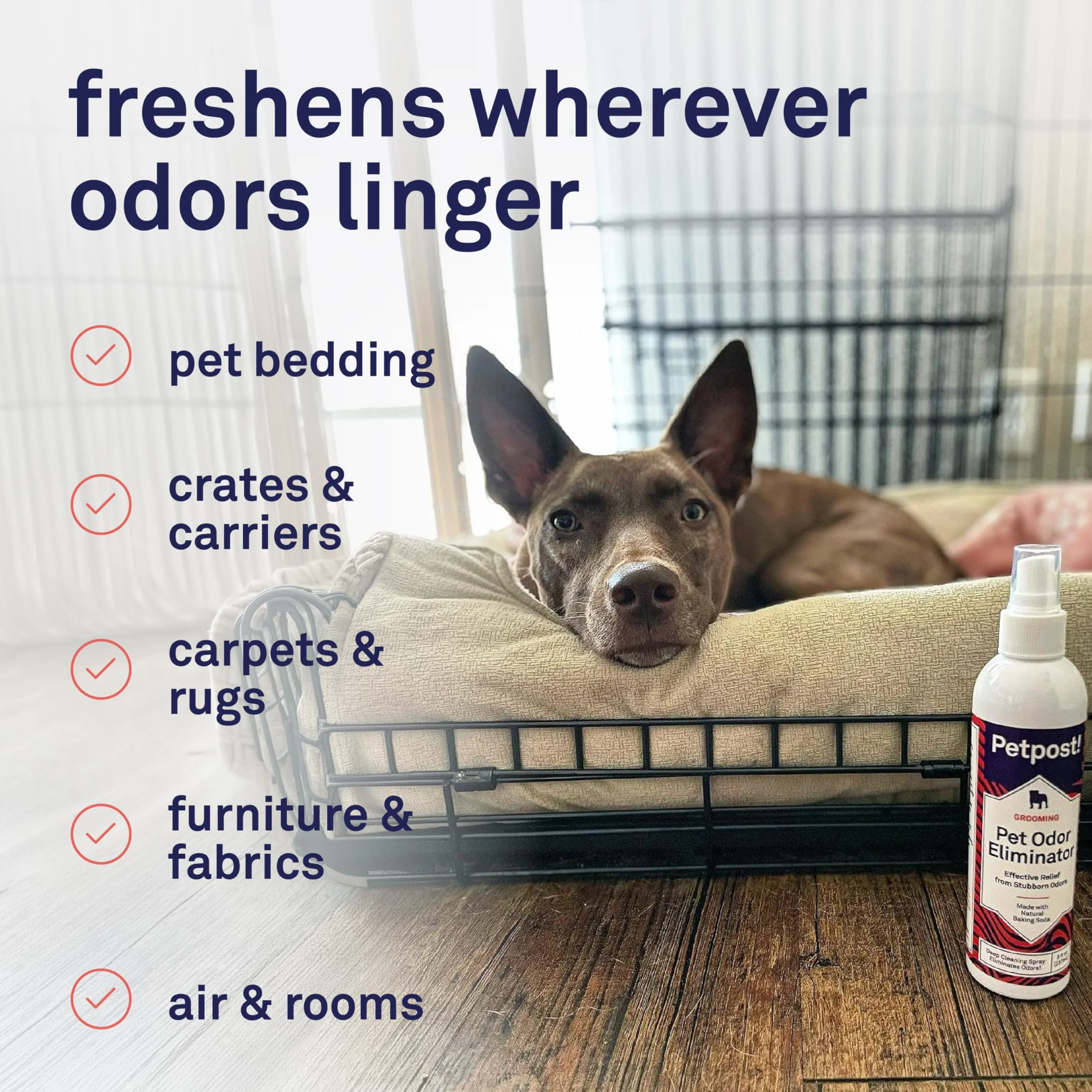 Petpost | Pet Odor Eliminator Spray for Dogs & Cats - Naturally Effective Deodorant and Bad Smell Killer - For Spraying Your Pet or Around the Home