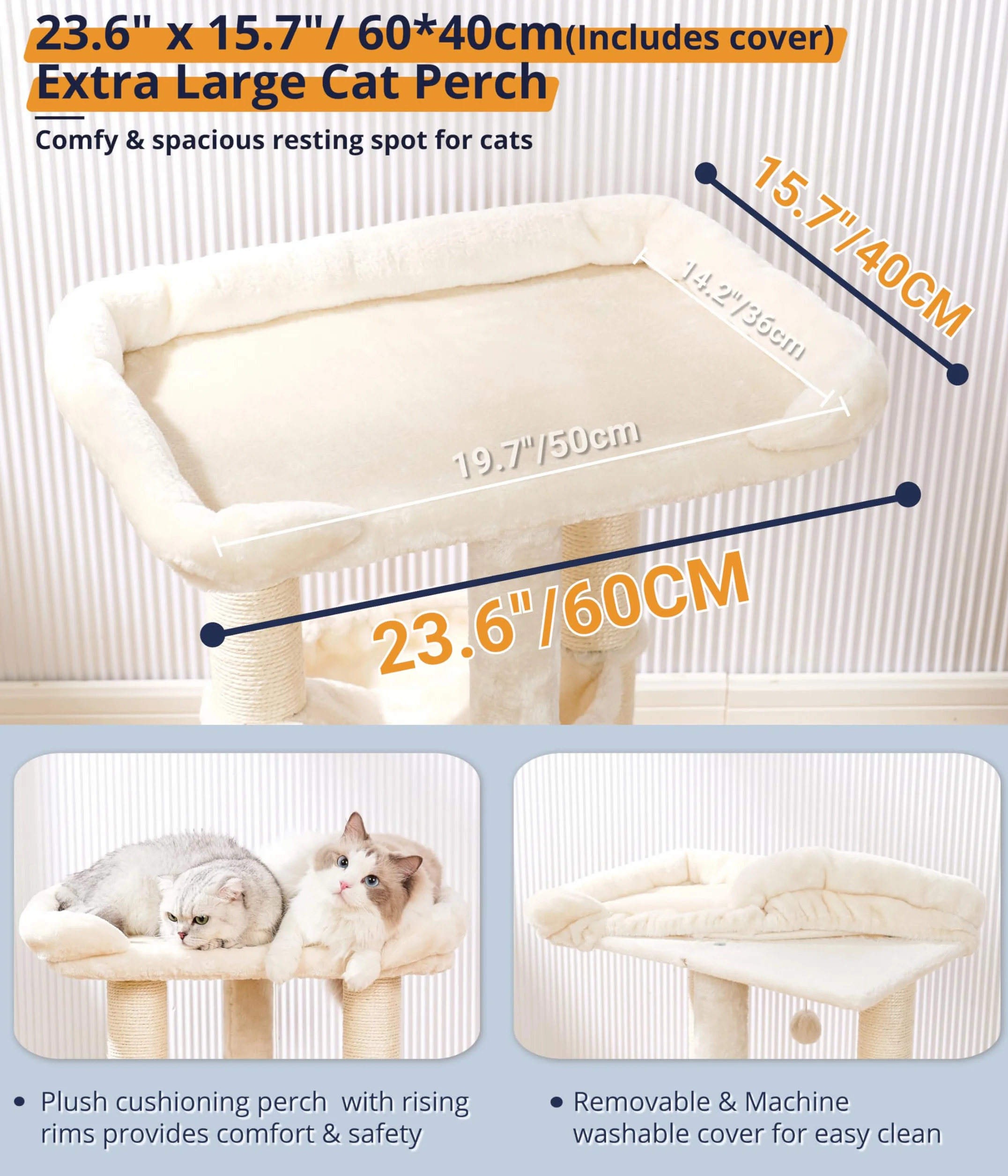 Happi N Pets Duża wieża dla kotów 71 cm drapak sizalowy z hamakiem dla dużych kotów Maine Coon