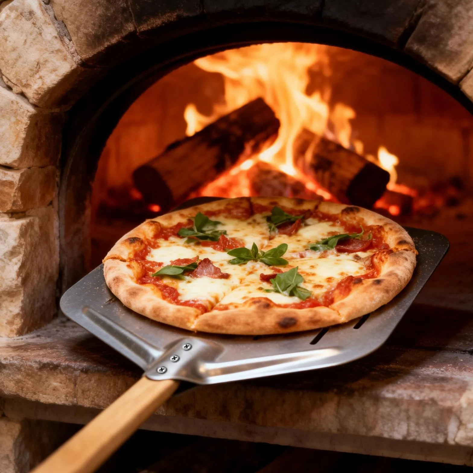 Łopatka do Pizzy, Perforowana Aluminiowa z Wyjmowanym Drewnianym Uchwytem, 40 x 30 cm, Duża Powierzchnia, Profesjonalna do Pizz, Chleba i Pieczenia, 12 Cali