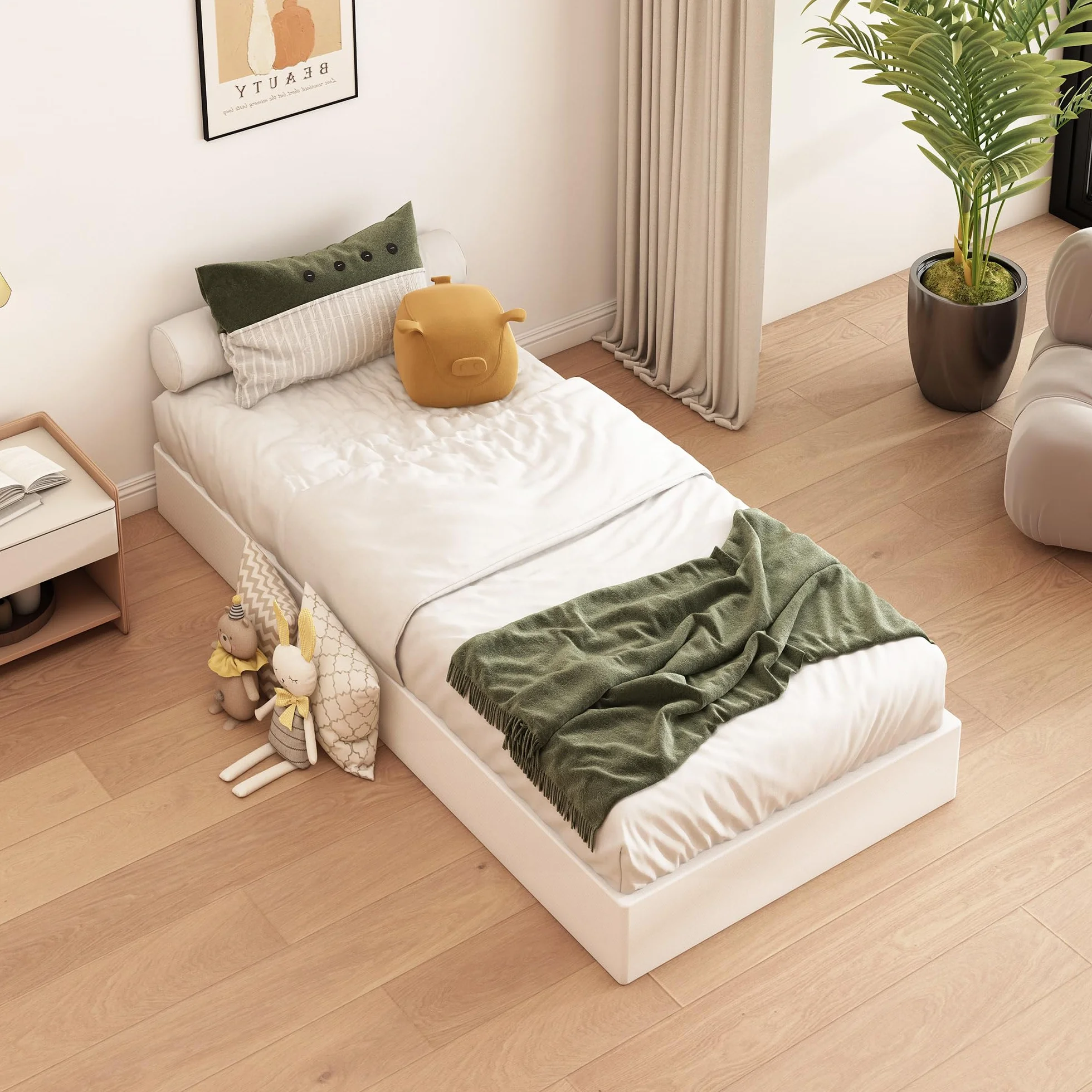 Husleephu Twin XL Box Spring, 20 cm, wysokoprofilowa metalowa rama Twin XL Box Spring, tylko podstawa łóżka z pokrowcem z tkaniny, solidny fundament materaca, łatwy montaż, bez hałasu, czarna
