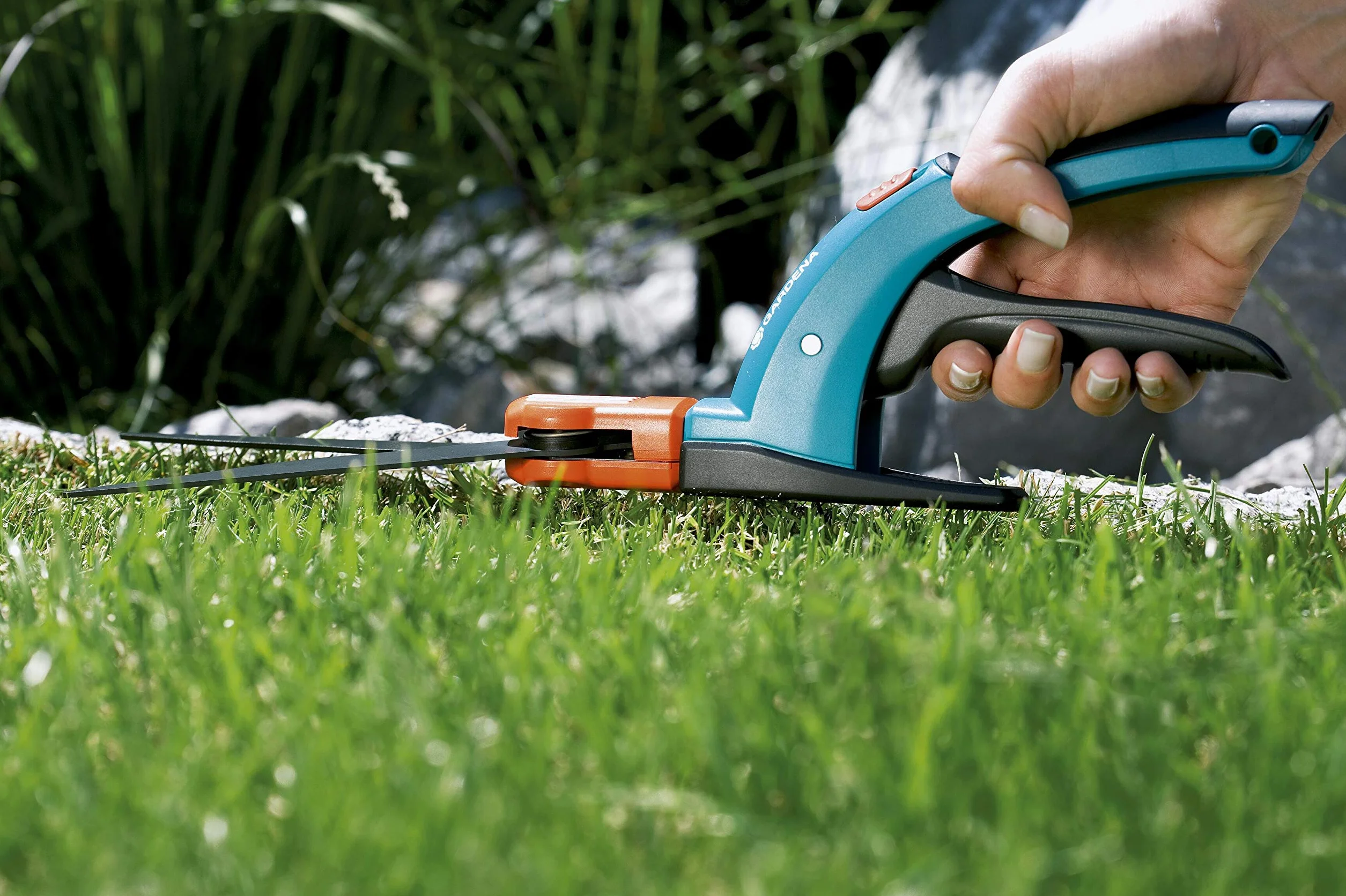 Gardena Comfort nożyce do trawy, obracane: nożyce do trawy z ostrzami obracanymi o 360° dla osób lewo- i praworęcznych, szlif falisty, powłoka antyadhezyjna, komfortowy uchwyt (8734-20)