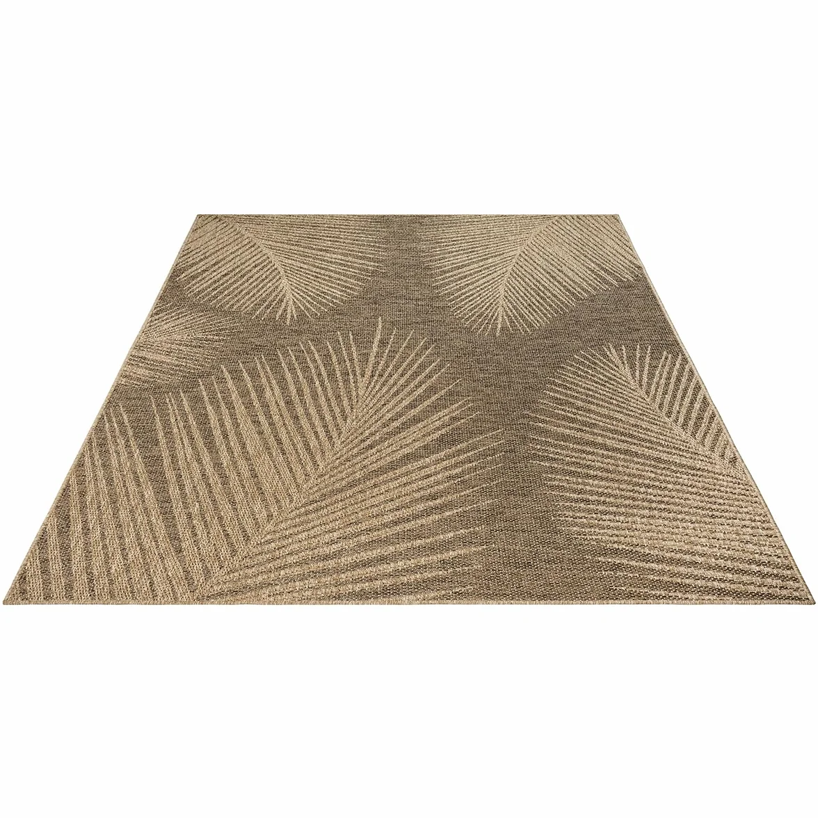 the carpet Kansas – wytrzymały dywan do wnętrz i na zewnątrz, o naturalnym wyglądzie juty, odporny na warunki atmosferyczne, nadaje się na taras i do ogrodu, ok. 60 x 90 cm