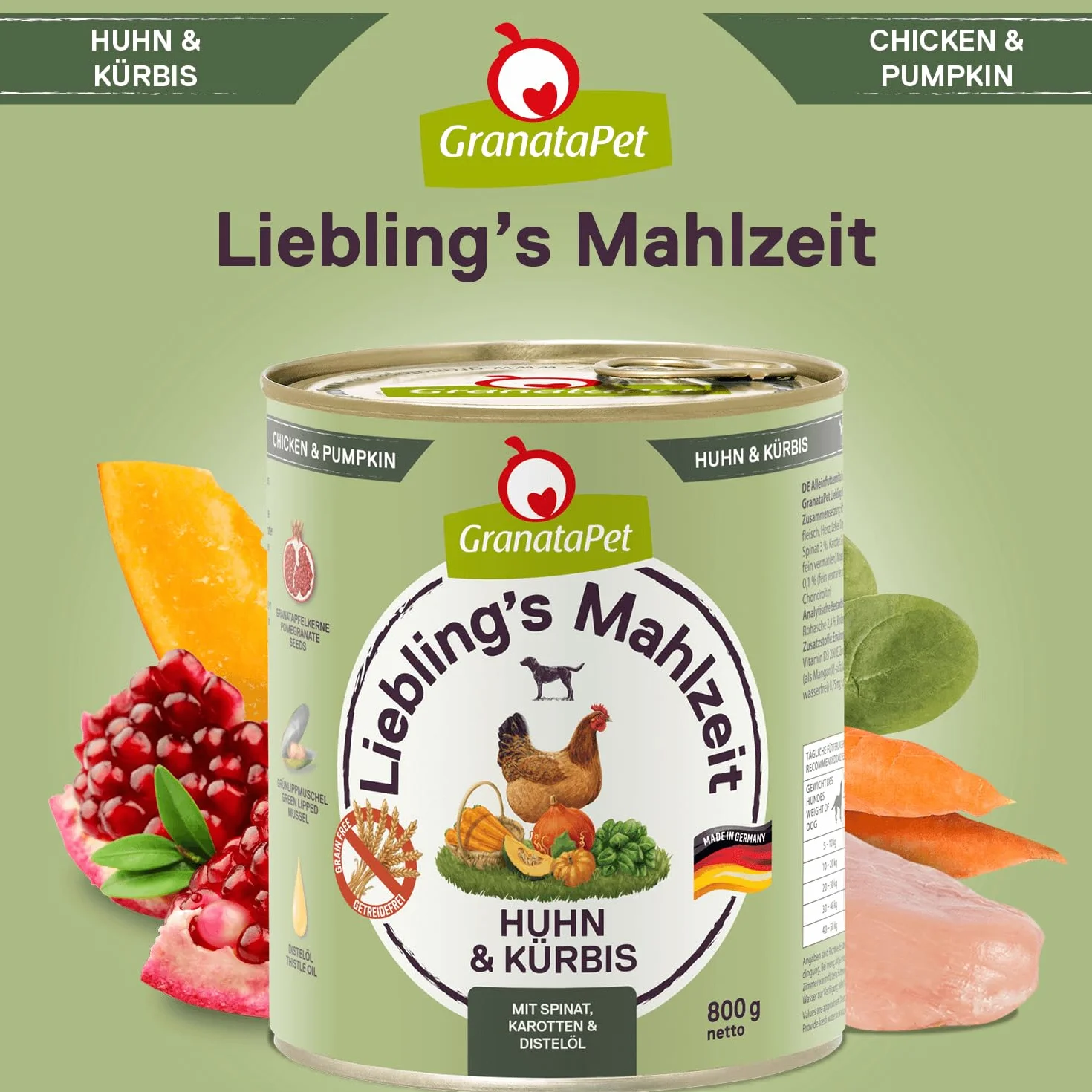 Granatapet Liebling'S Mahlzeit Karma dla Psów, Kurczak/Dynia, 6 x 800 g