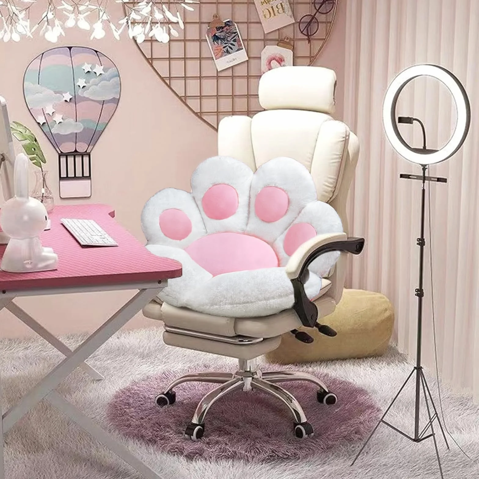 Poduszka z kocią łapą, urocze poduszki na krzesło, kawaii, kształt kociej łapy, 61 x 61 cm, poduszka na krzesło dla gracza, kawaii, akcesoria, dekoracja pokoju, sypialnia, dekoracyjna podkładka