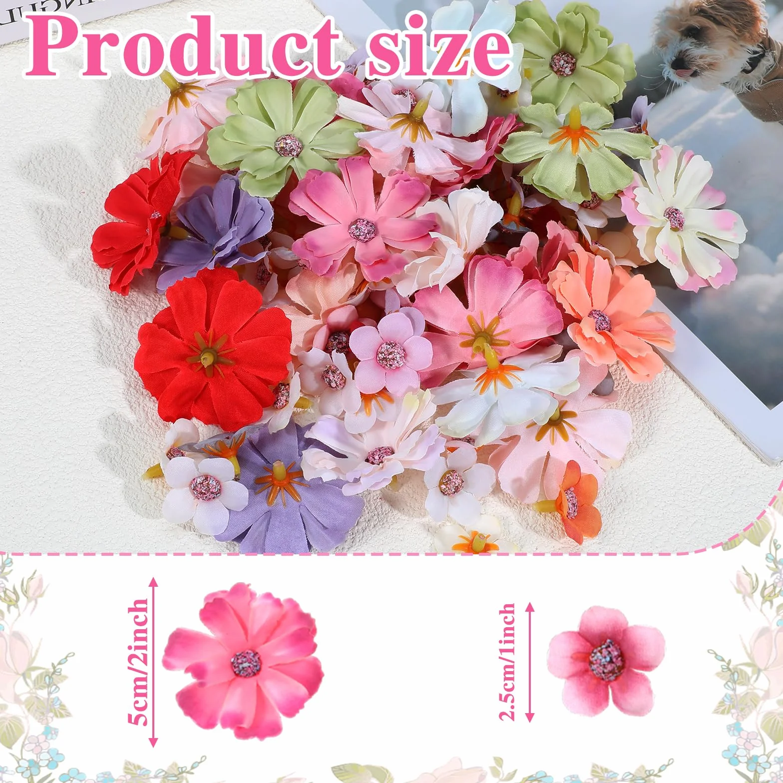 150 sztuk sztucznych kwiatów do majsterkowania, mini kolorowe, sztuczne kwiaty, do majsterkowania, na wesele, święta, imprezę, do domu, scrapbookingu, majsterkowania, sztucznych kwiatów bez łodygi, w