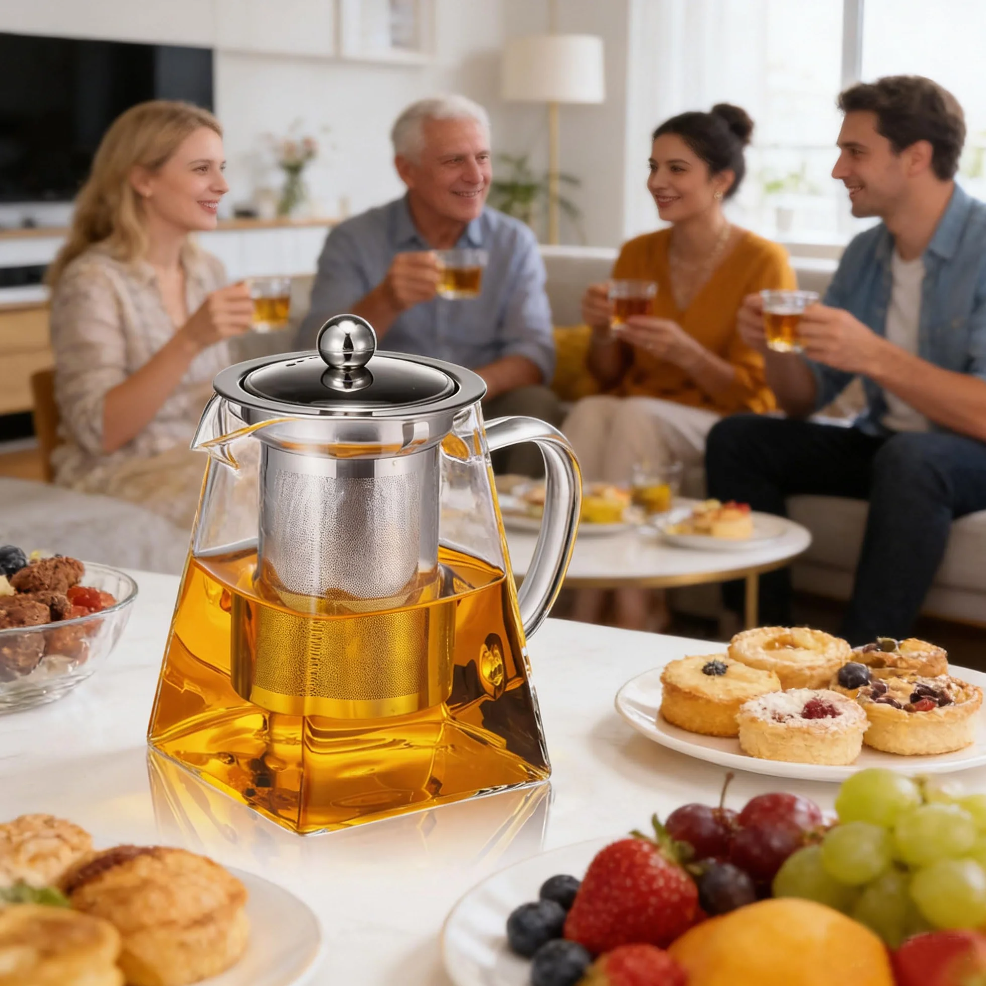 YUEMING Zaparzacz do Herbaty Ziół Czajnik Szklany Imbryk, Szklany Zaparzacz do Herbaty żAroodporny, Dzbanek Herbaty Szklany 550ml Dzbanek do Herbaty z Sitkiem ze Stali Nierdzewnej do Parzenia Herbaty