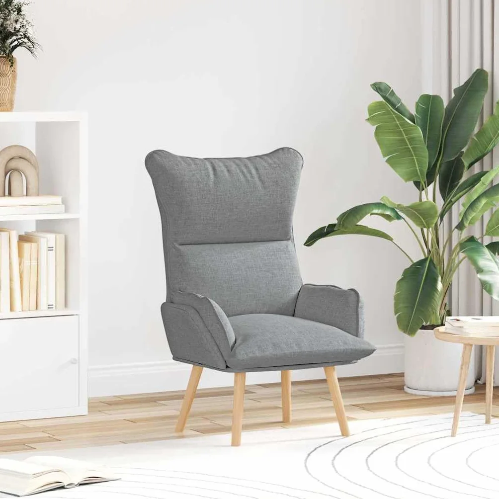 vidaXL fotel Jasnoszary 69 x 74 x 93 cm Tkanina i sklejka, Elegancki fotel, nowoczesny design, przytulne i relaksujące siedzisko do salonu, sypialni, biura