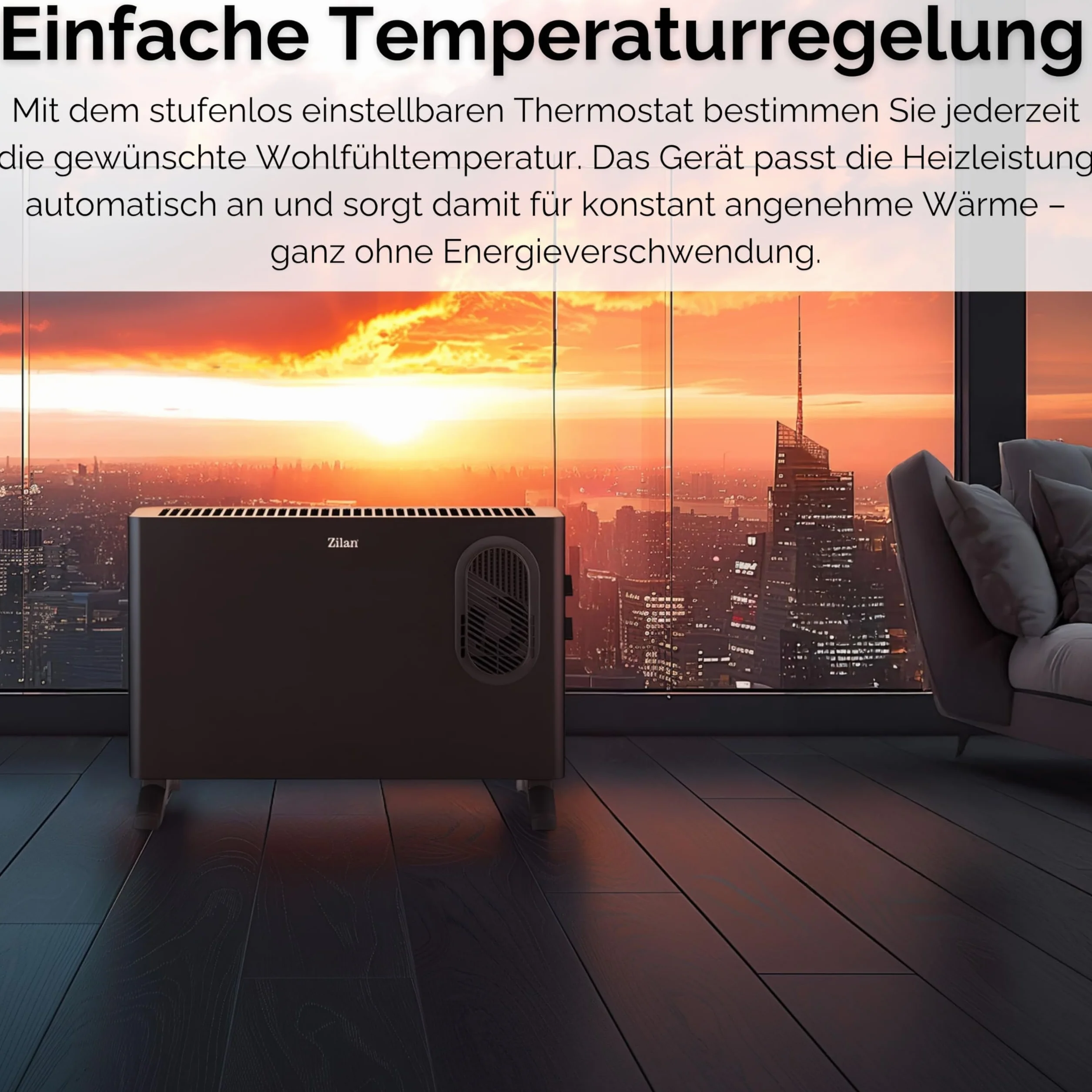 Grzejnik konwektorowy elektryczny z termowentylatorem – ogrzewanie elektryczne z dmuchawą – oddzielnie dołączany termowentylator – energooszczędny cichy – ogrzewanie elektryczne 2000 W – grzejnik