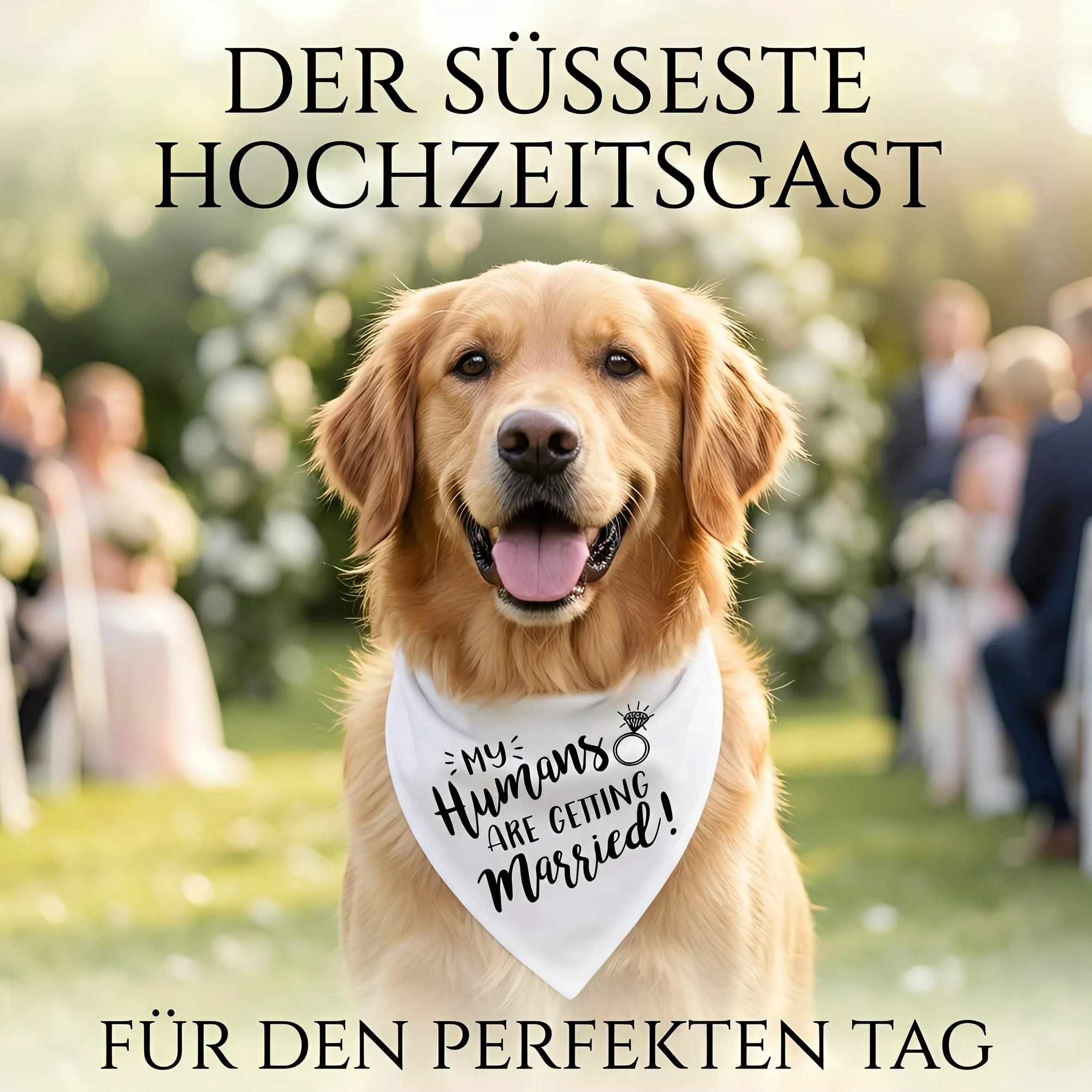 Bandana dla psów, na wesele, biała – "My Humans Are Getting Married" chusta na szyję dla małych, średnich i dużych psów, regulowana, oddychająca, dodatek ślubny i sesji zdjęciowej