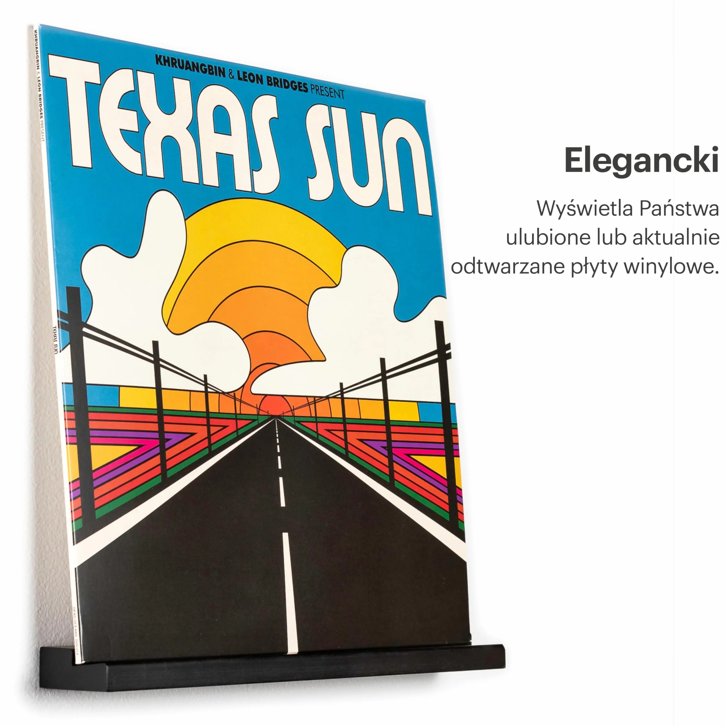 Półka na płyty winylowe - Elegancko wyeksponuj swoje ulubione lub aktualnie odtwarzane płyty na ścianie - Pasuje do płyt o dowolnym rozmiarze (Czarny)