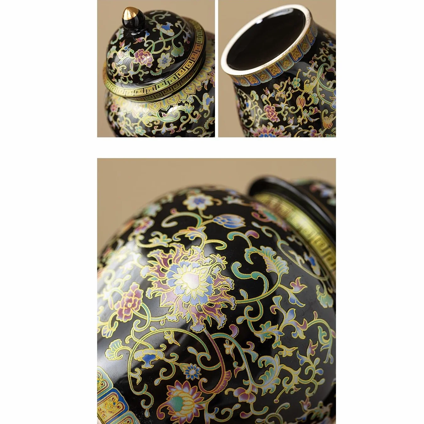 CMBSSTFC Zestaw do herbaty Emaliowany pojemnik na herbatę Pudełko z tkaniny Ceramiczny, odporny na wilgoć, szczelnie zamknię słoik Czarna herbata Zielona herbata Pachnący słoik do przechowywania