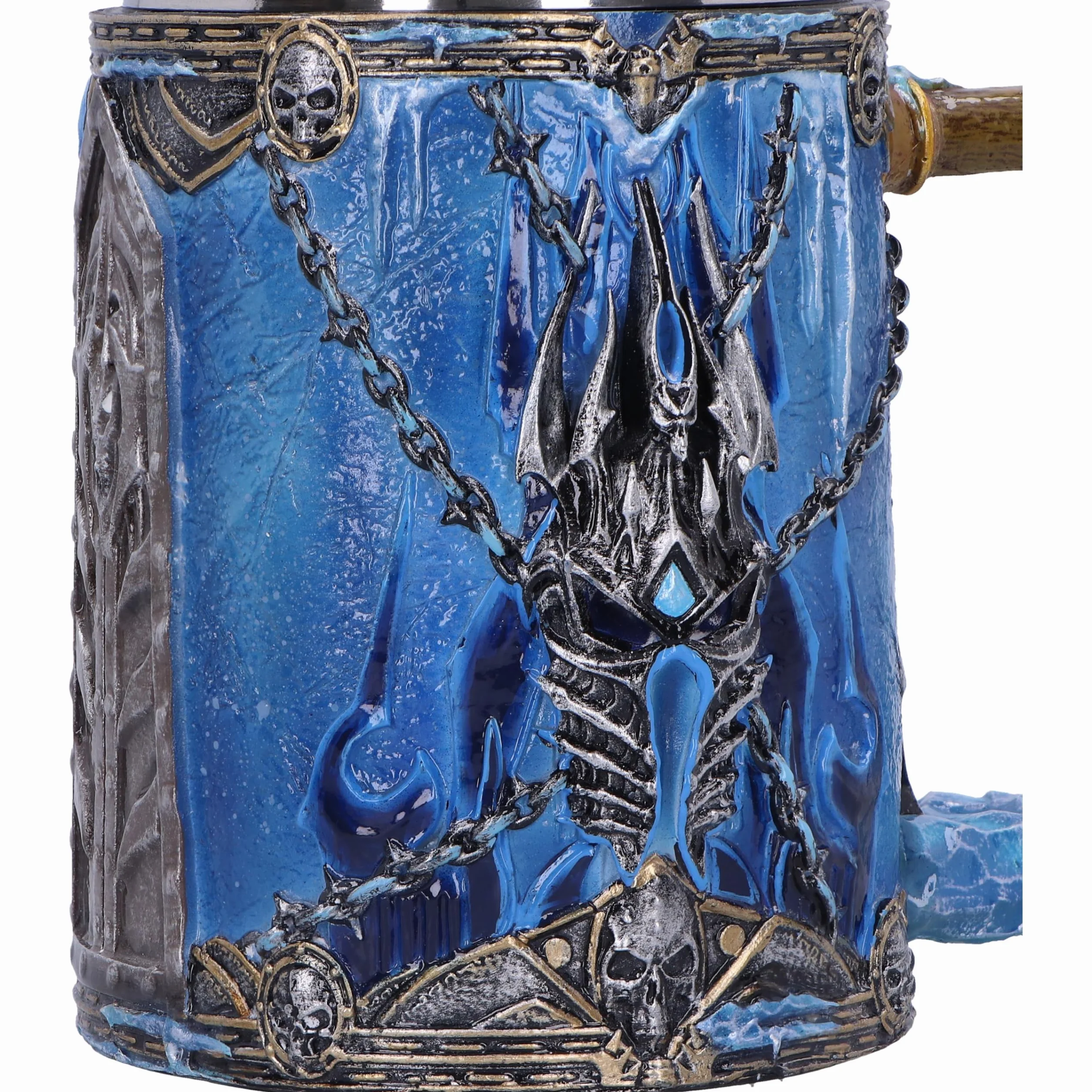Nemesis Now World of Warcraft kufel The Lich King, żywica, niebieski, oficjalny kubek do piwa World of Warcraft, wyjmowana wkładka ze stali nierdzewnej, odlewana z najlepszej żywicy, fachowo ręcznie