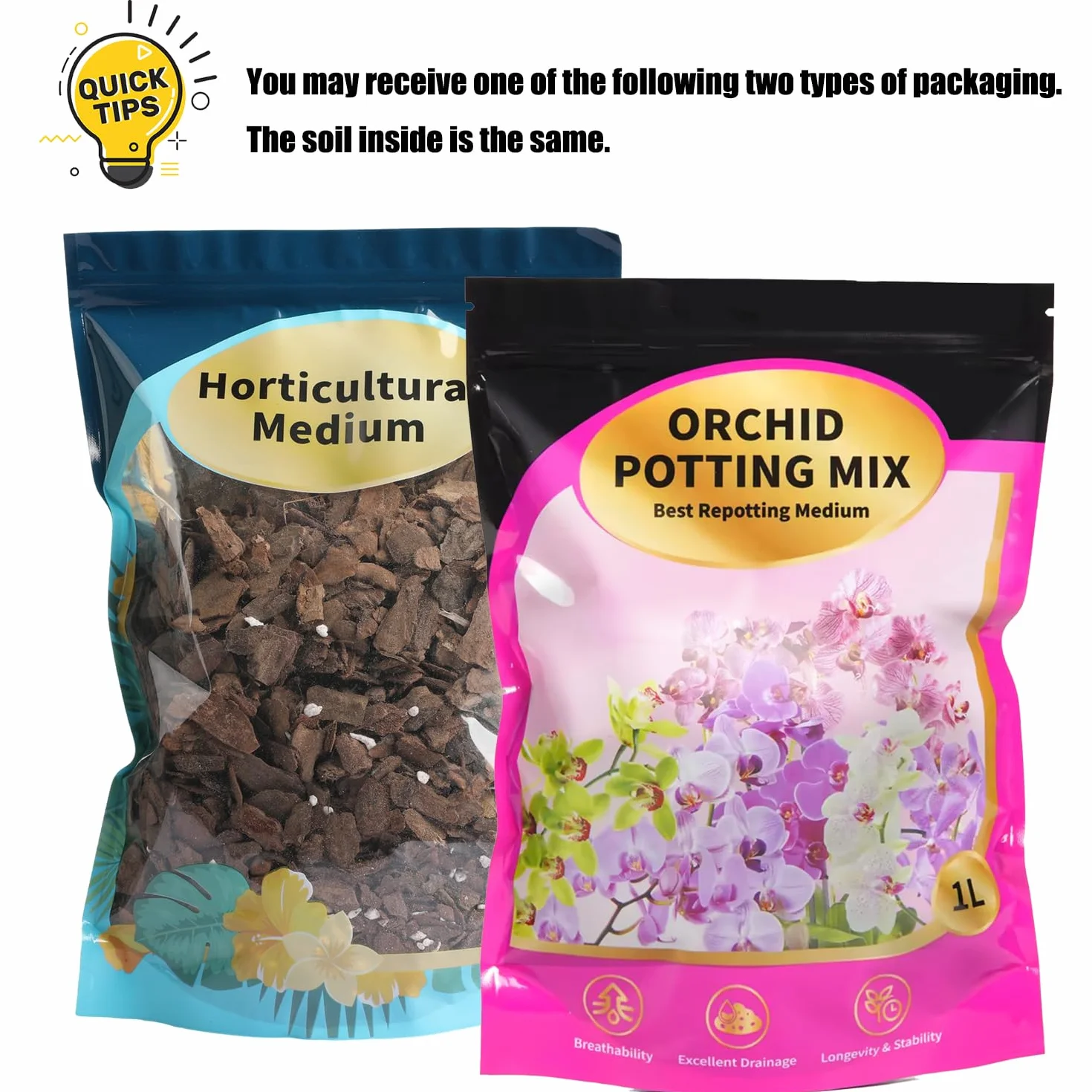 Kompost do doniczek z orchideami 4L, Kompost z kory orchidei i perlitu, Najwyższej jakości medium do doniczek, przesadzania, poprawionej drenażu, przepływu powietrza i wentylacji korzeni