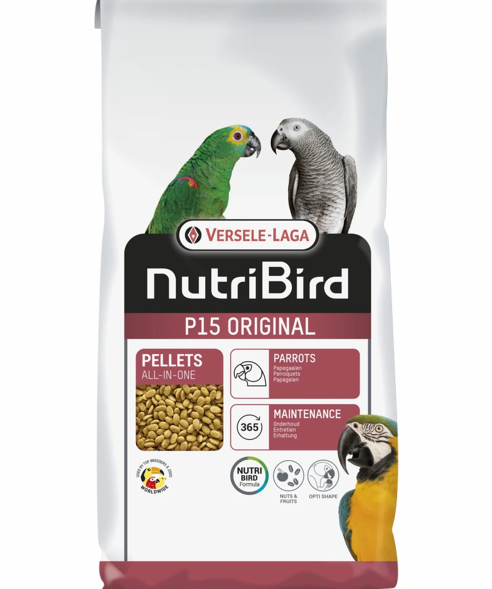 Versele-Laga NutriBird P15 Original | 1 kg | karma dla papug | na bazie wybranych zbóż, owoców i orzeszków ziemnych | wsparcie mikroflory jelitowej