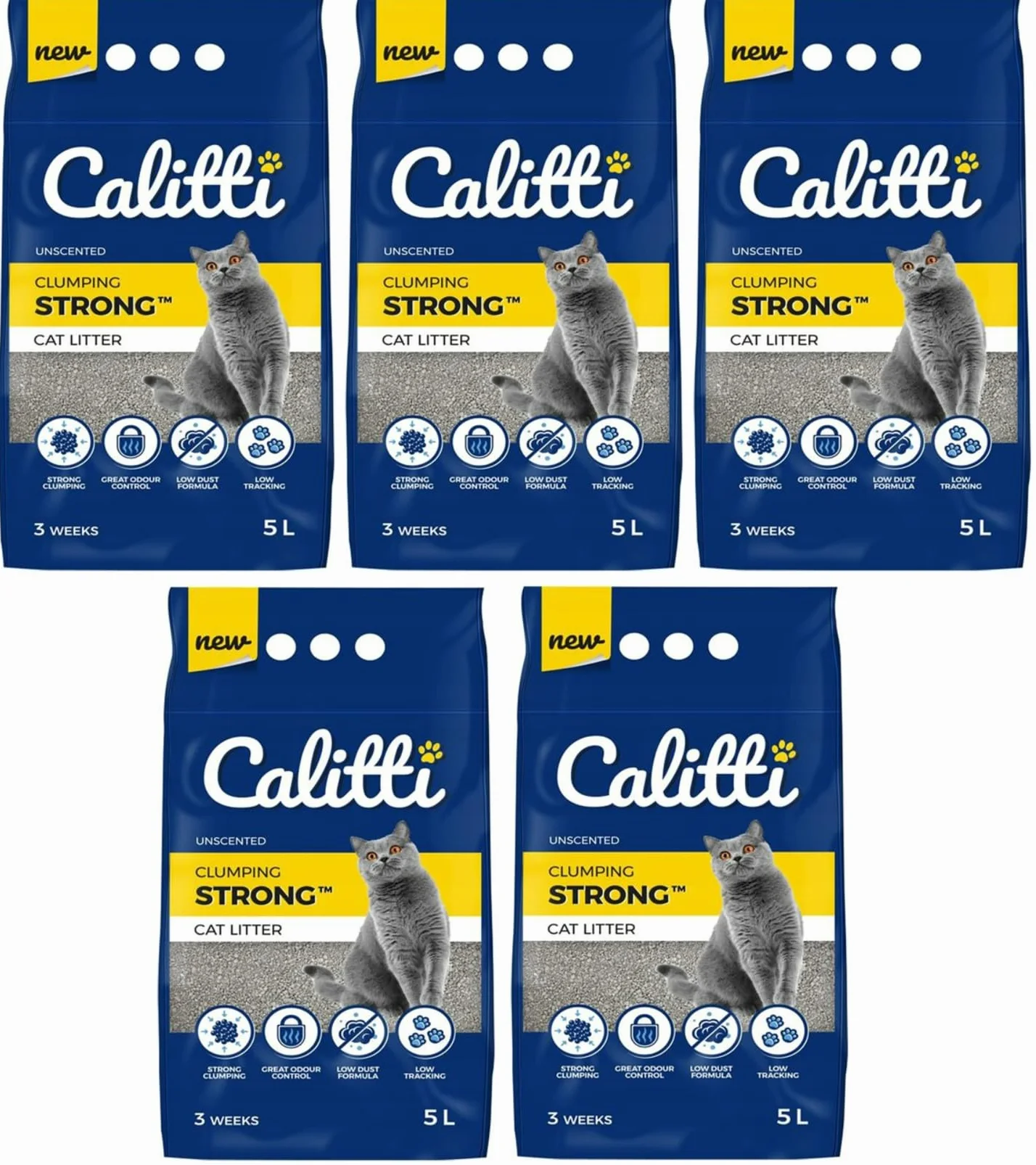 Calitti Strong Unscented Żwirek Bentonitowy Dla Kota 5x 5l