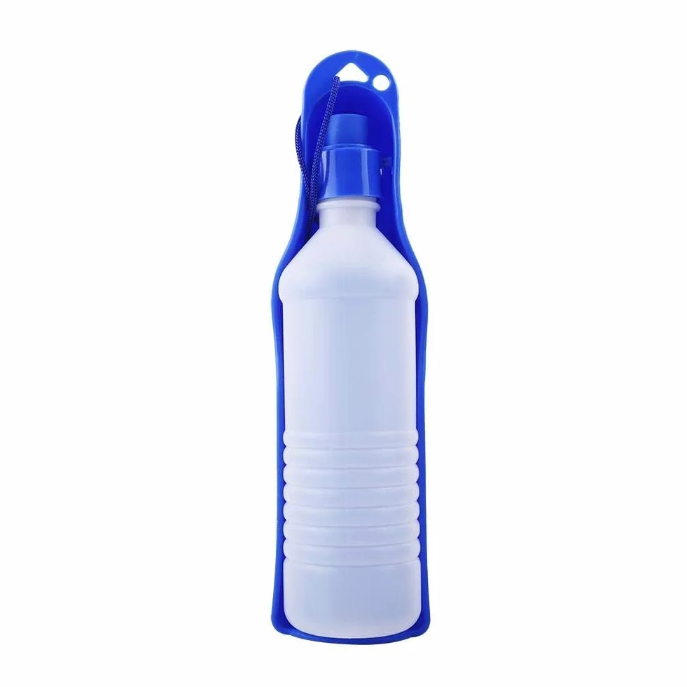 Butelka do picia Psy Podróżna butelka wody pitnej 250 ml / 500 ml Przenośna butelka podróżna dla zwierząt Psy Koty Dozownik wody Składana butelka do picia dla psów (500 ml-niebieska)