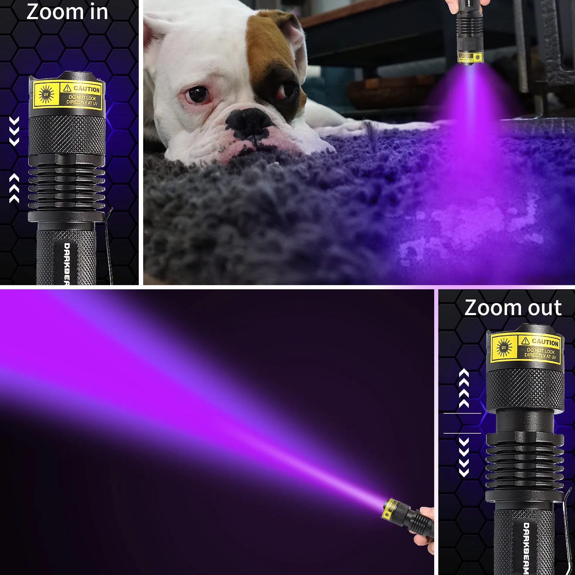 DARKBEAM Latarka UV 395nm Czarnym Światłem Przenośna LED Detektor Plam Zwierząt
