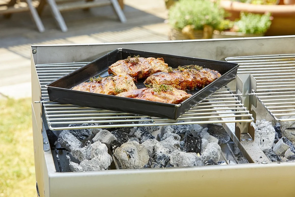 Durandal Taca grillowa do grilla i piekarnika, mata do grillowania na węgiel gazowy i węglowy, z powłoką nieprzywierającą, łatwa do czyszczenia, akcesoria do grilla, kuchenka