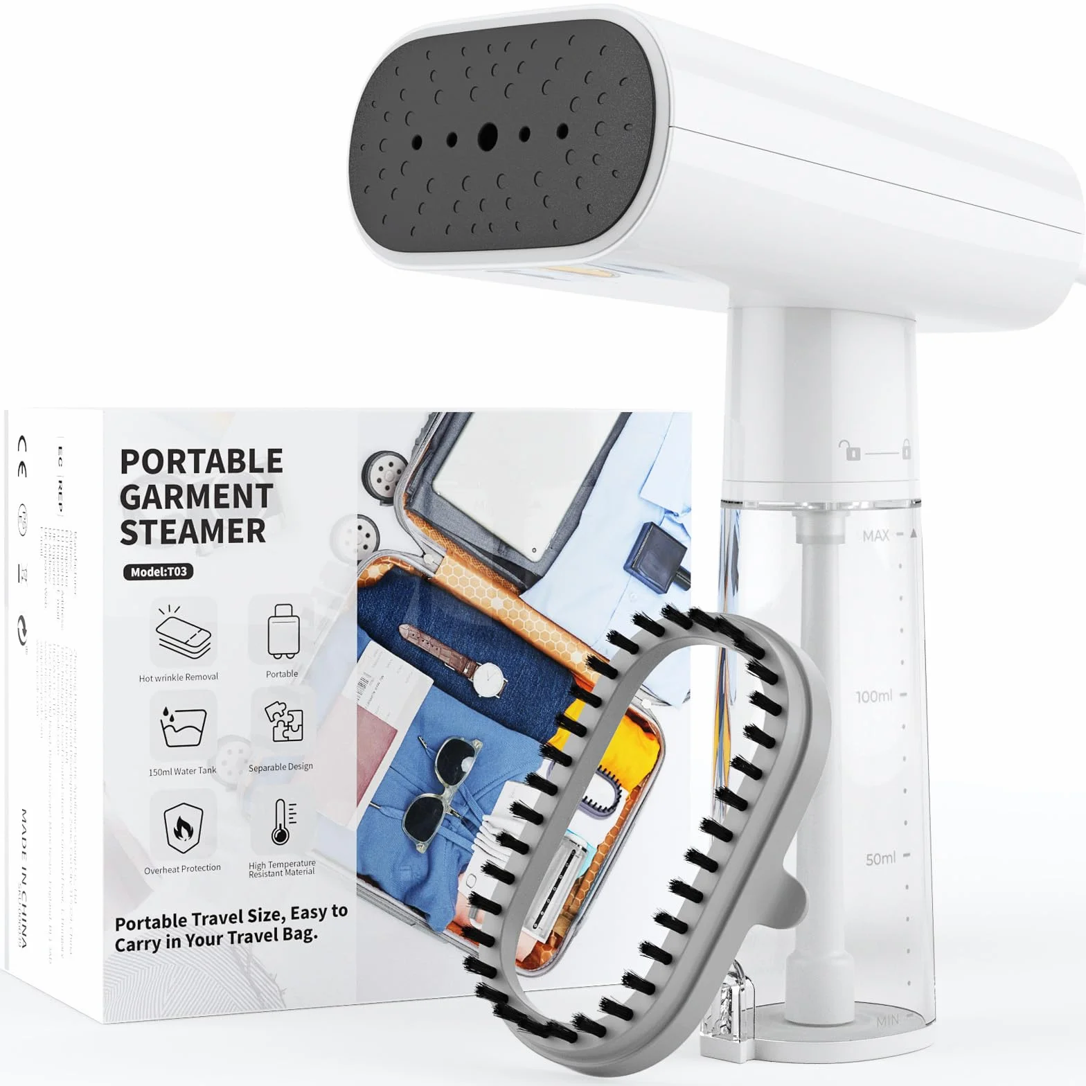 Parowy pras do Repasowania 1000W, Przenośny Hand-Steamer z 150-ml Zbiornikiem, Pełny Energi, Usuwa Fałdy Szybko, 1,8 m Drut, Idealny dla Domu i Podróży
