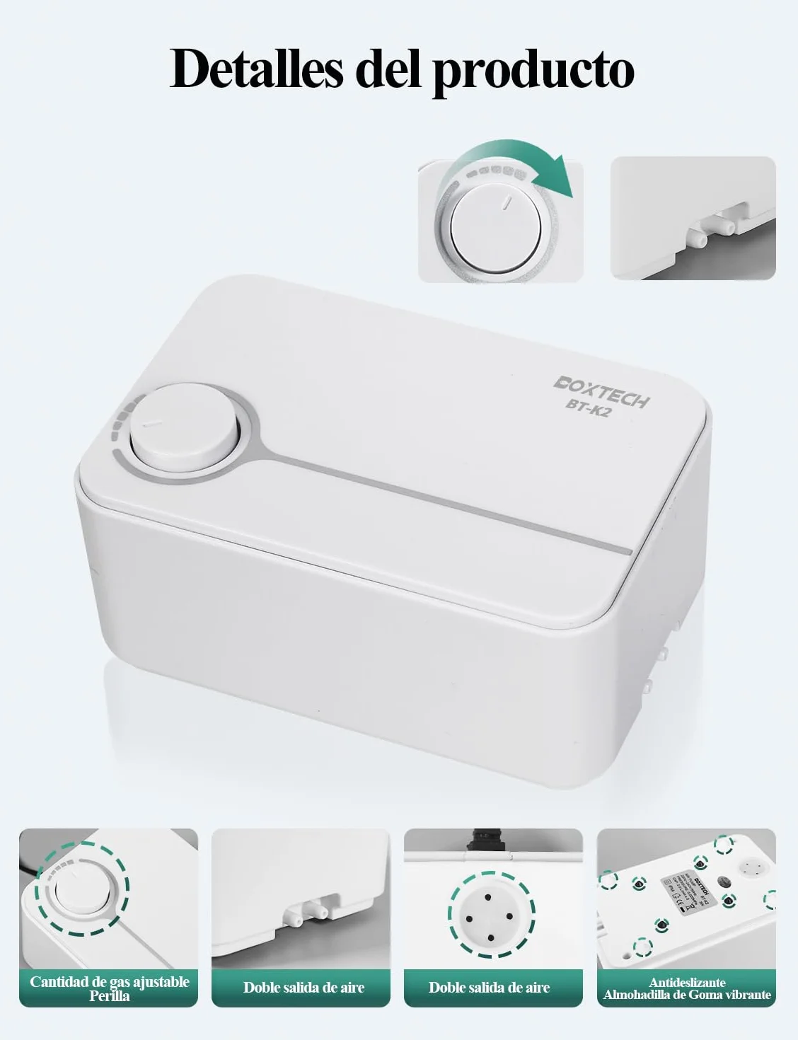 Boxtech Pompa Powietrza do Akwarium Cicha Regulowana Podwójny Otwór Membranowa