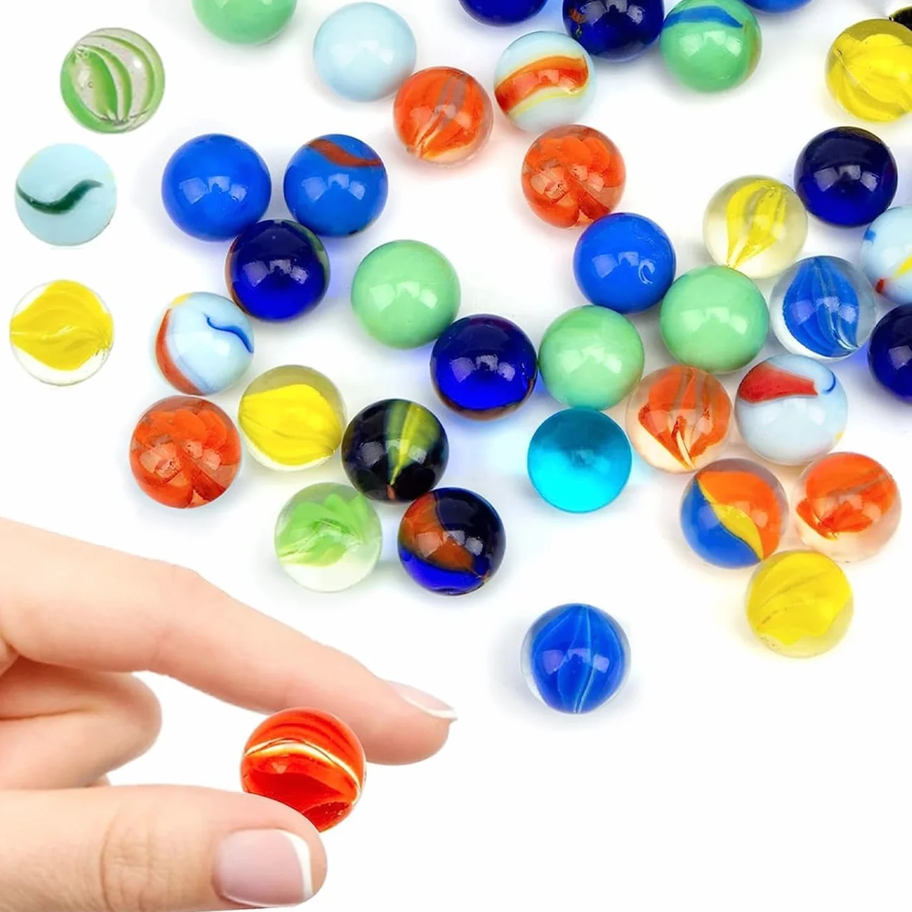 Tokaneit szklane kulki, wielokolorowe kulki, 80 wielokolorowych szklanych kulek, szklane kulki dla dzieci, zestaw kulek, 16 mm, kolorowe kulki, dekoracje roślinne