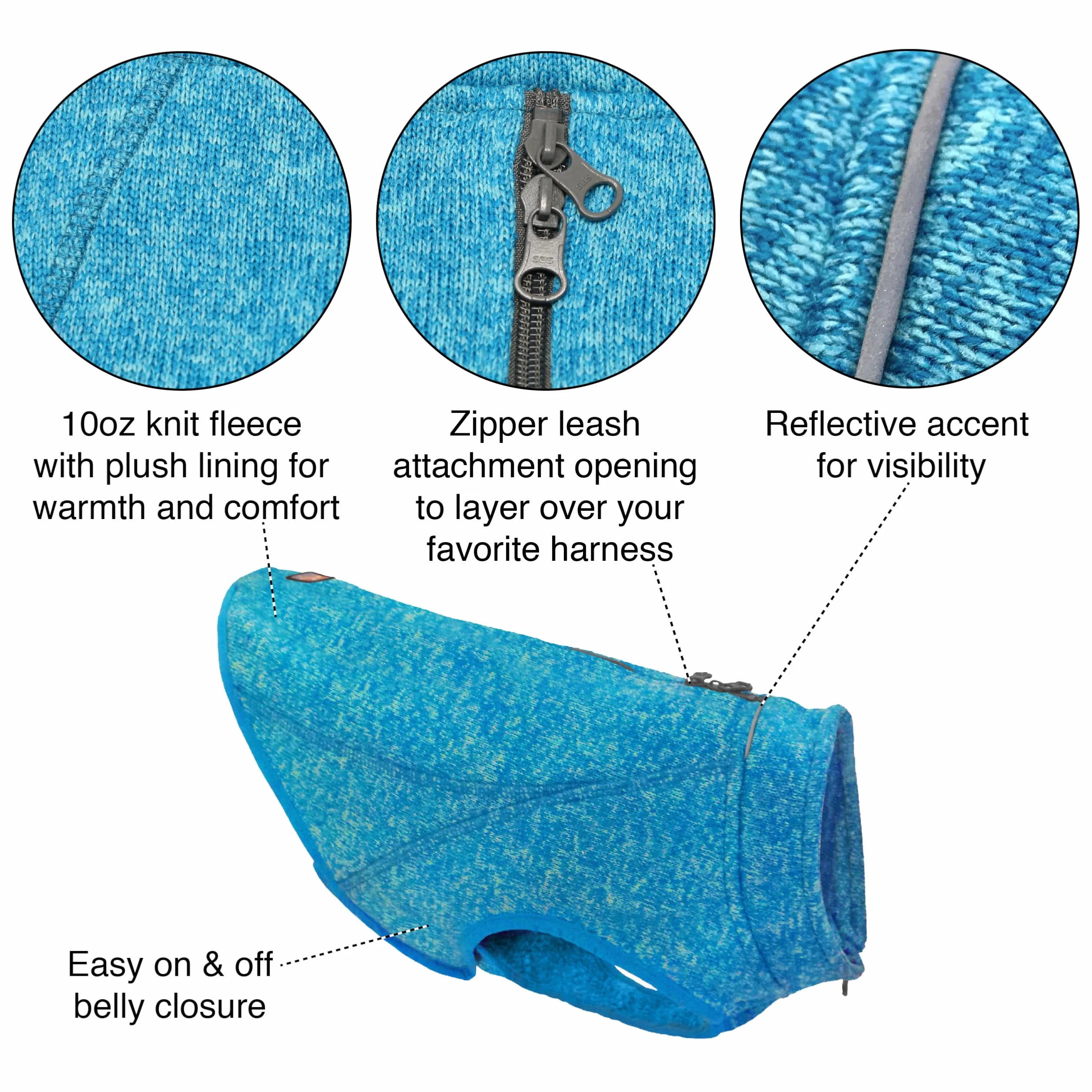 Kurgo Core sweter dla psa, lekki polar, 2-drożny zamek błyskawiczny, kompatybilny z uprzężą, rozmiar XS, pomarańczowy