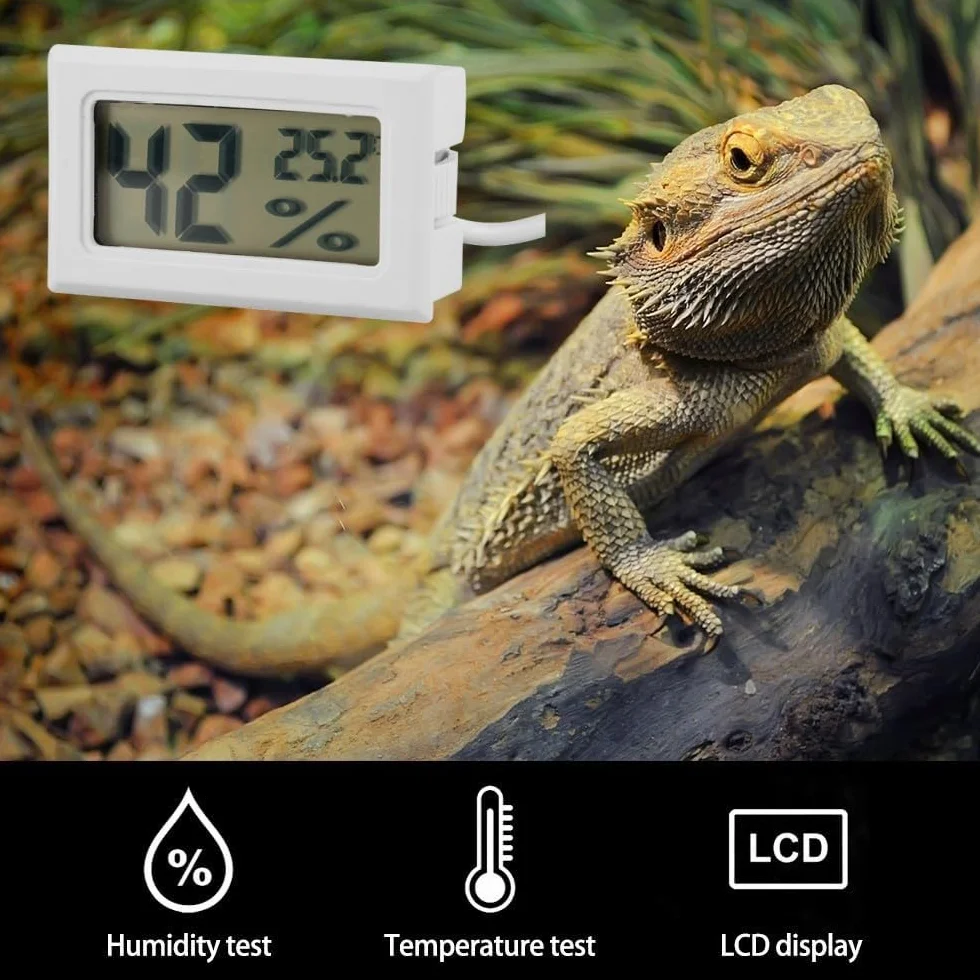 Cyfrowy Termometr Higrometr z Zewnętrzną Sondą LCD Wewnętrzny Miernik Wilgotności Temperatury Gadów Terrarium