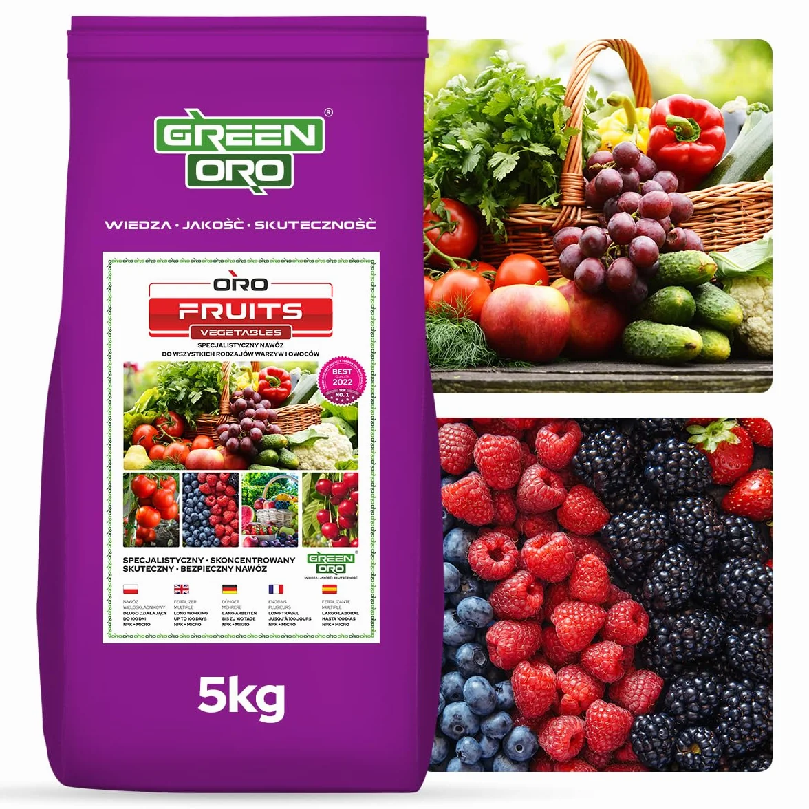 ORO FRUITS 5KG – Specjalistyczny nawóz do owoców i warzyw, długodziałający, regenerujący, do truskawek, malin, winorośli, drzew owocowych i innych.