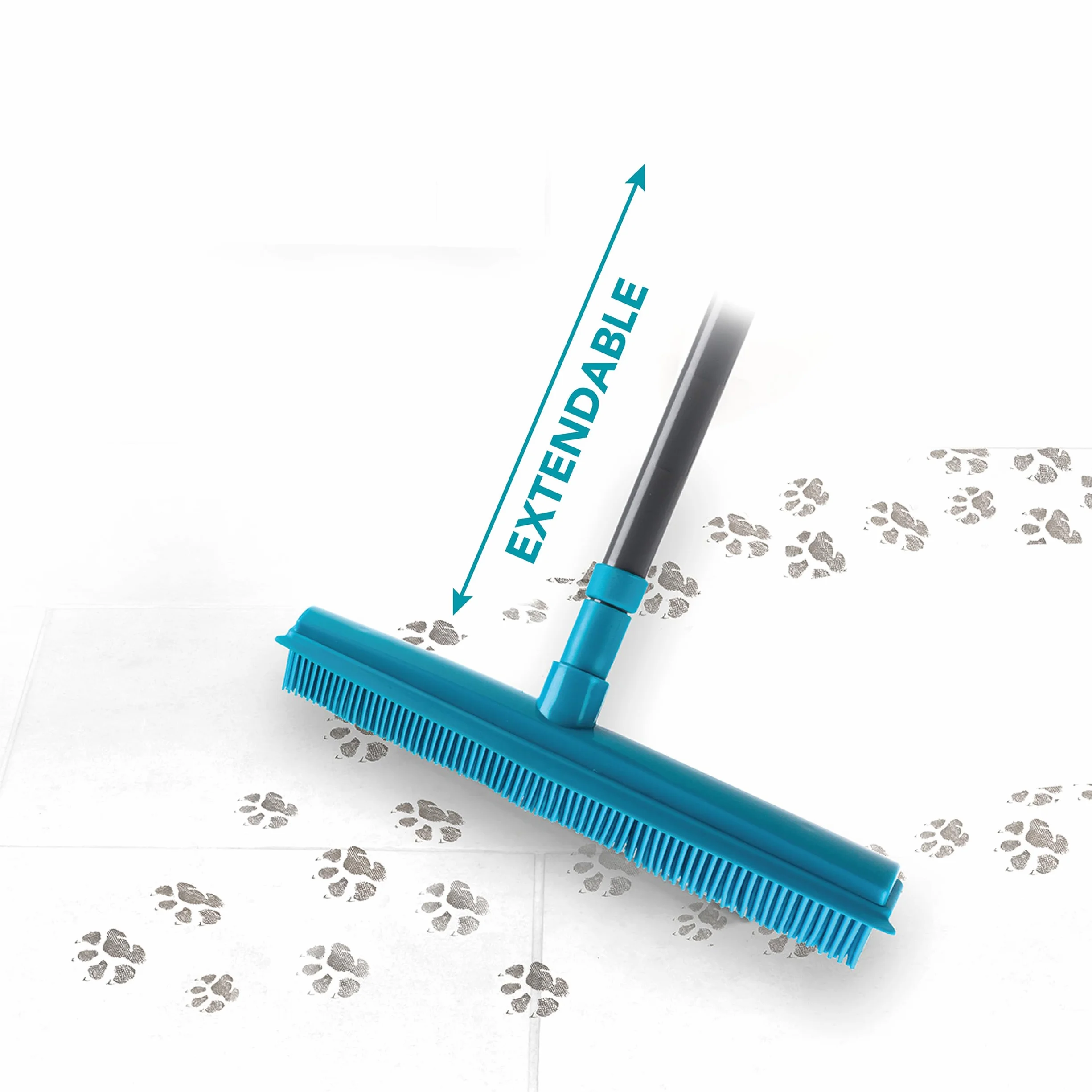 Beldray LA024350TQ Pet Plus+ 2 In 1 Lift & Trap Dual Rubber Head Brush with Squeegee Edge, Ideal for Hard Floors, Windows, Pet Hair & Dust, Non-Scratch, Outdoor/Indoor Bro